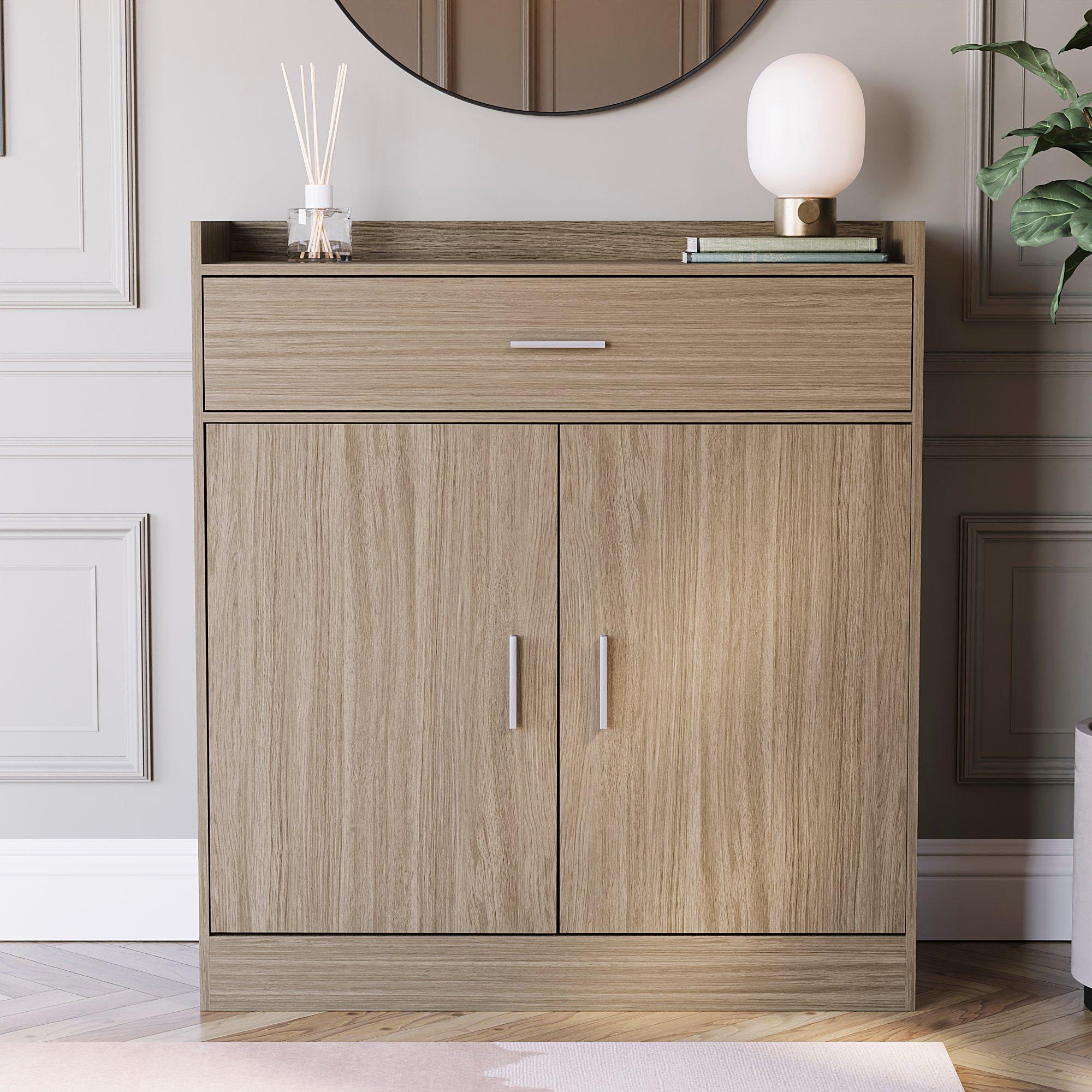 Oak - Lassic - Vida Designs Dalby 2 Door 1 Drawer Shoe Cabinet - 3