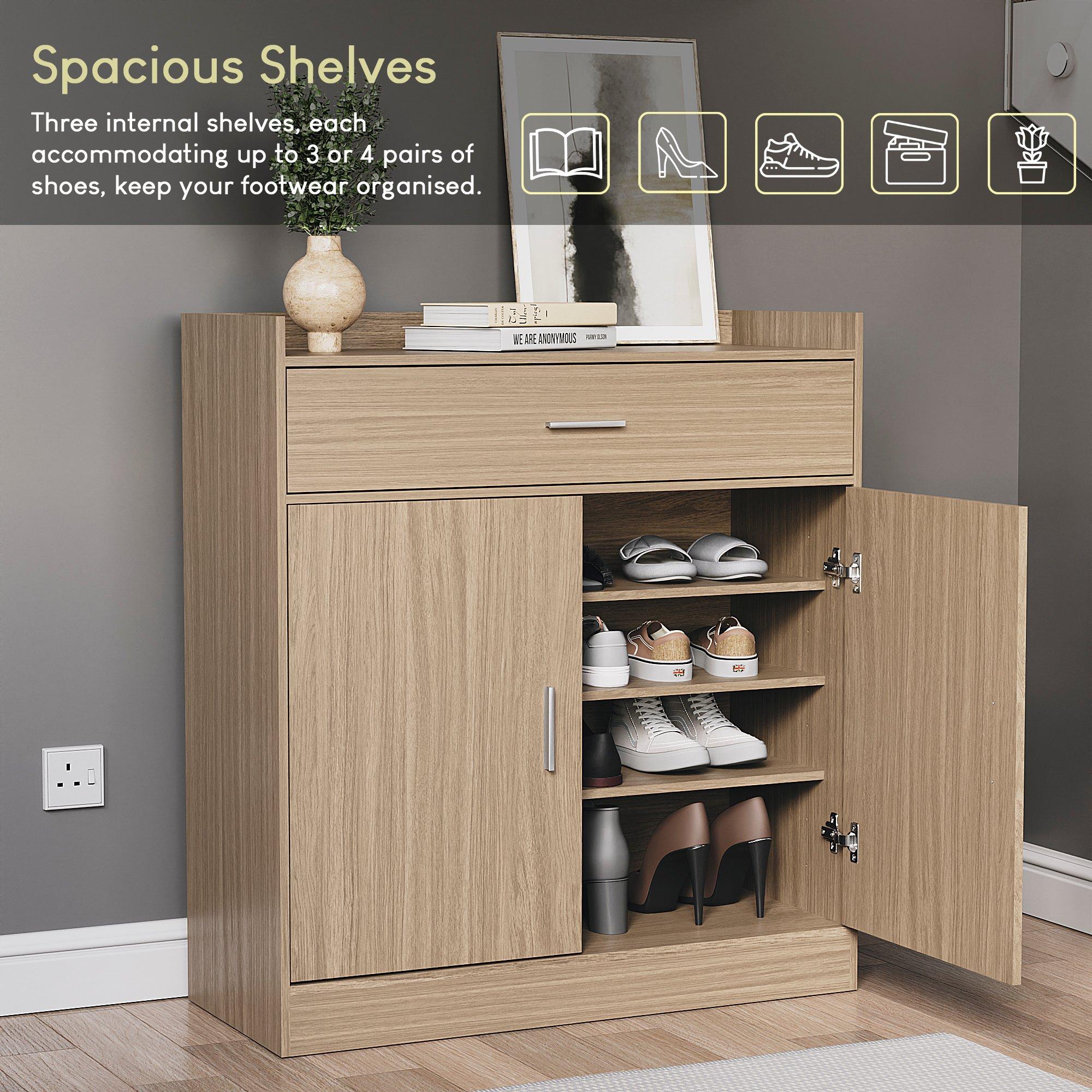 Oak - Lassic - Vida Designs Dalby 2 Door 1 Drawer Shoe Cabinet - 4