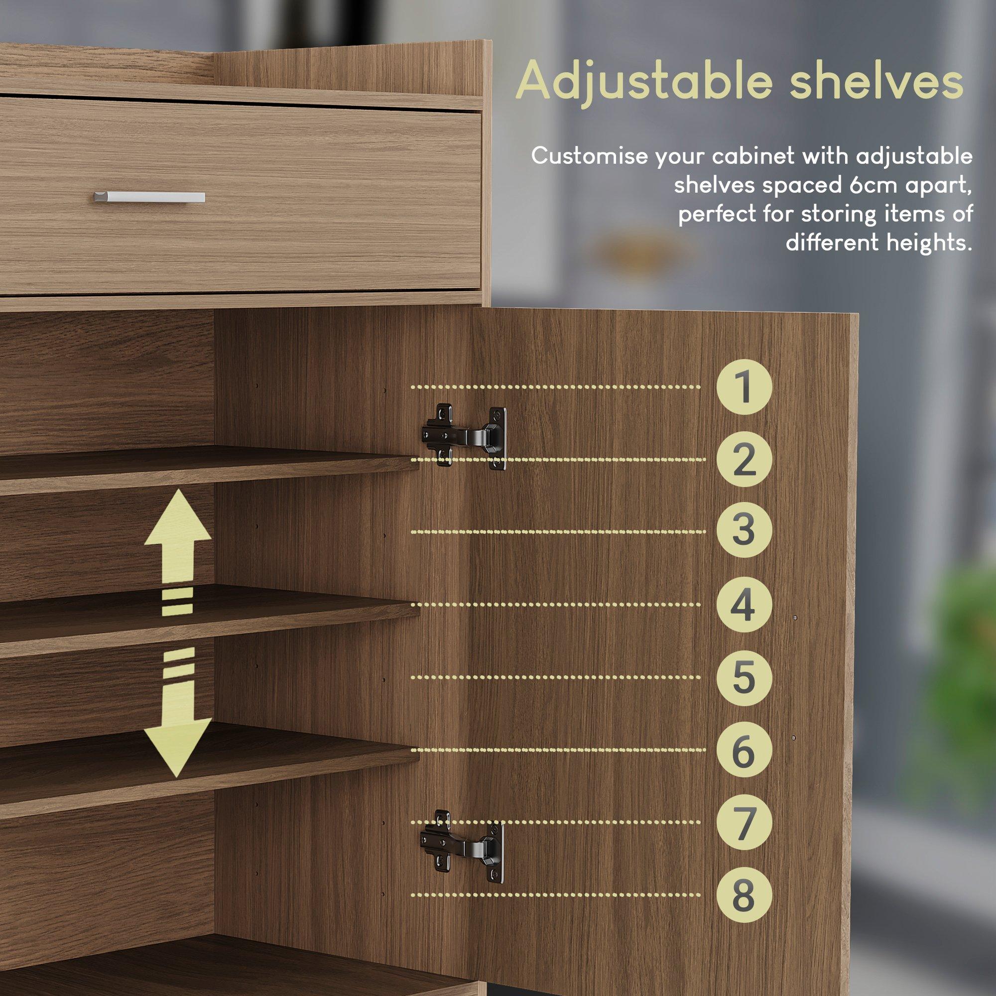 Oak - Lassic - Vida Designs Dalby 2 Door 1 Drawer Shoe Cabinet - 5