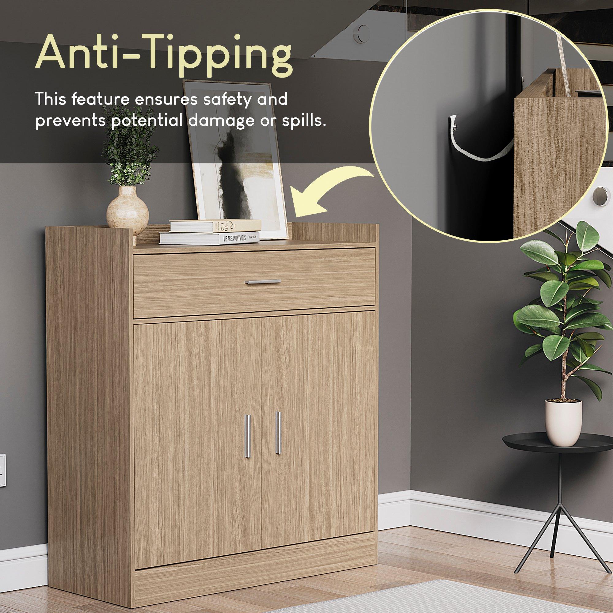 Oak - Lassic - Vida Designs Dalby 2 Door 1 Drawer Shoe Cabinet - 6