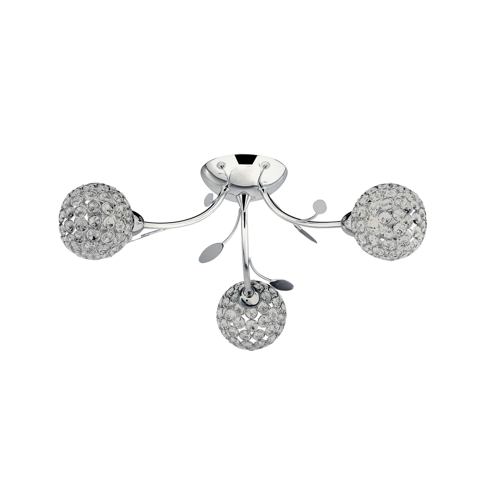 Chrome - Lighting Collection - Bloom 3Lt Semi-Flush - Chrome & Clear Glass - 3