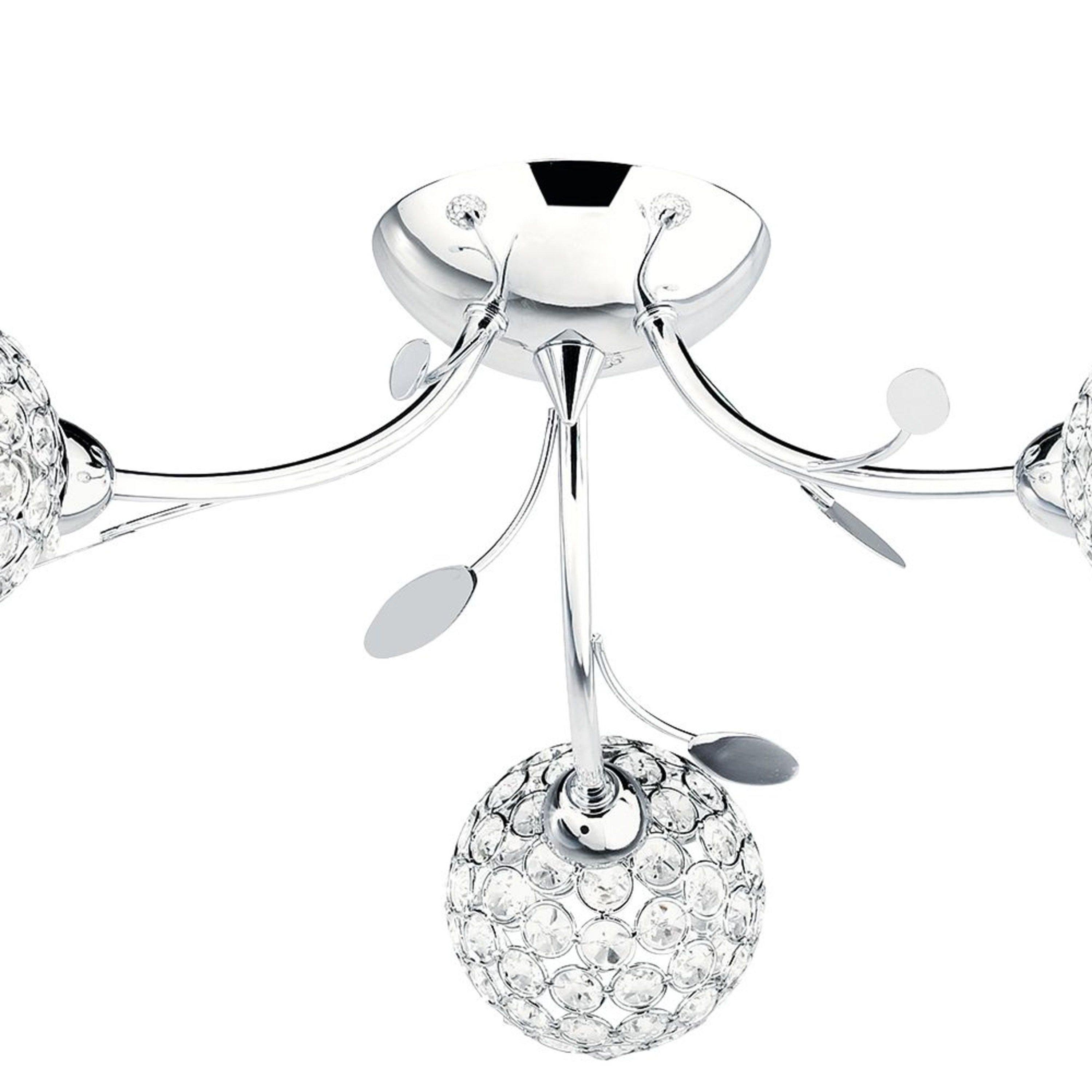 Chrome - Lighting Collection - Bloom 3Lt Semi-Flush - Chrome & Clear Glass - 4