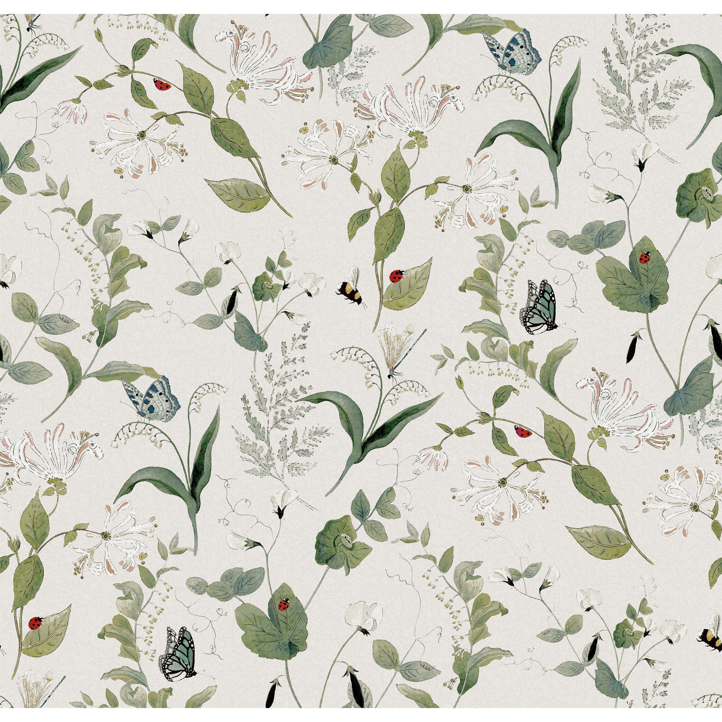 White - Sophie Allport - Wild Floral Langham White Wallpaper - 1
