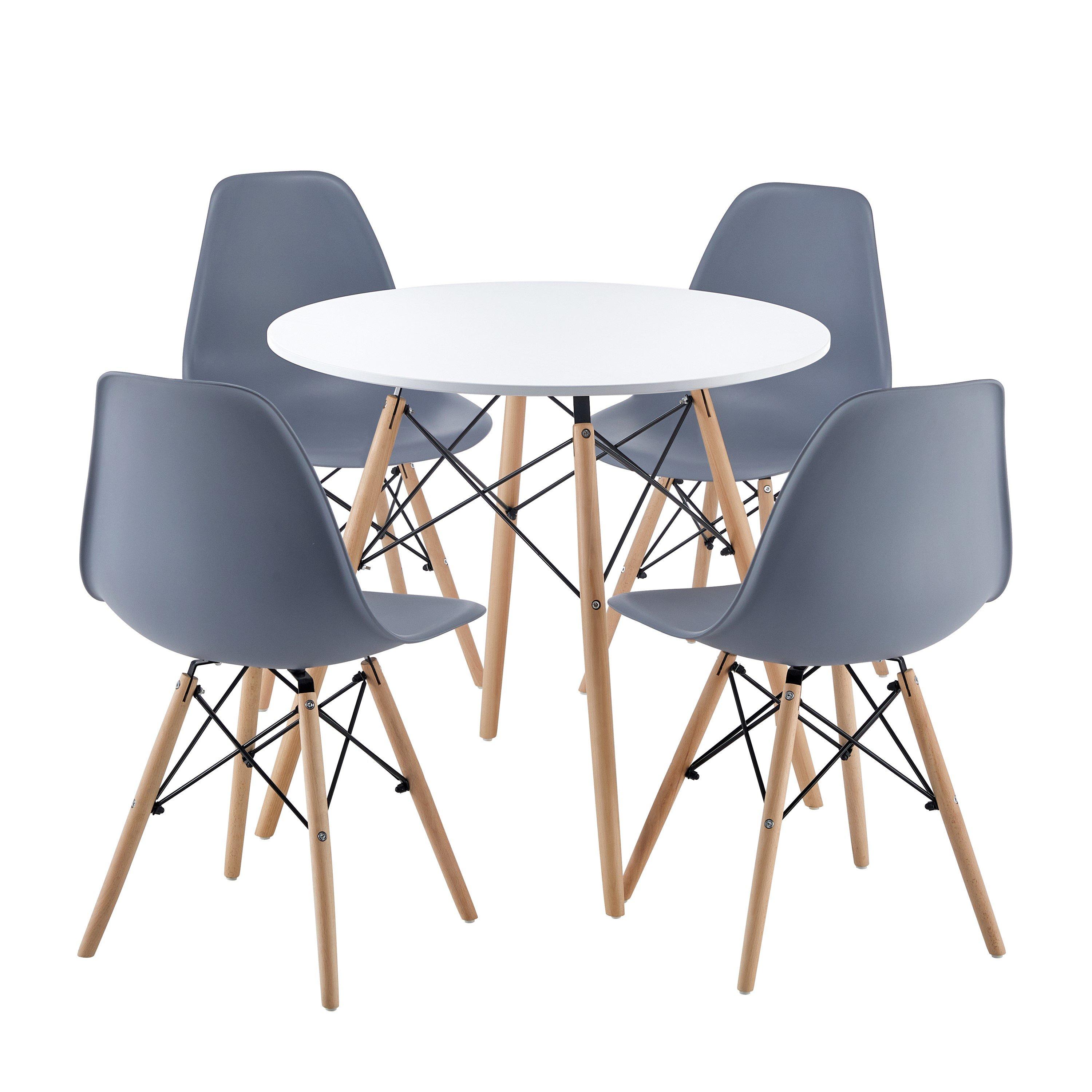 Grey - Comfy Living - Modern Wooden Leg Dining Set - 2