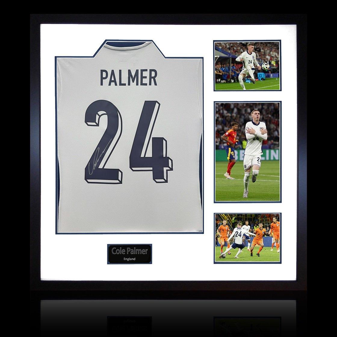 The Fan Cave  Cole Palmer Signed England Shirt Elite Frame - White - 820x820mm