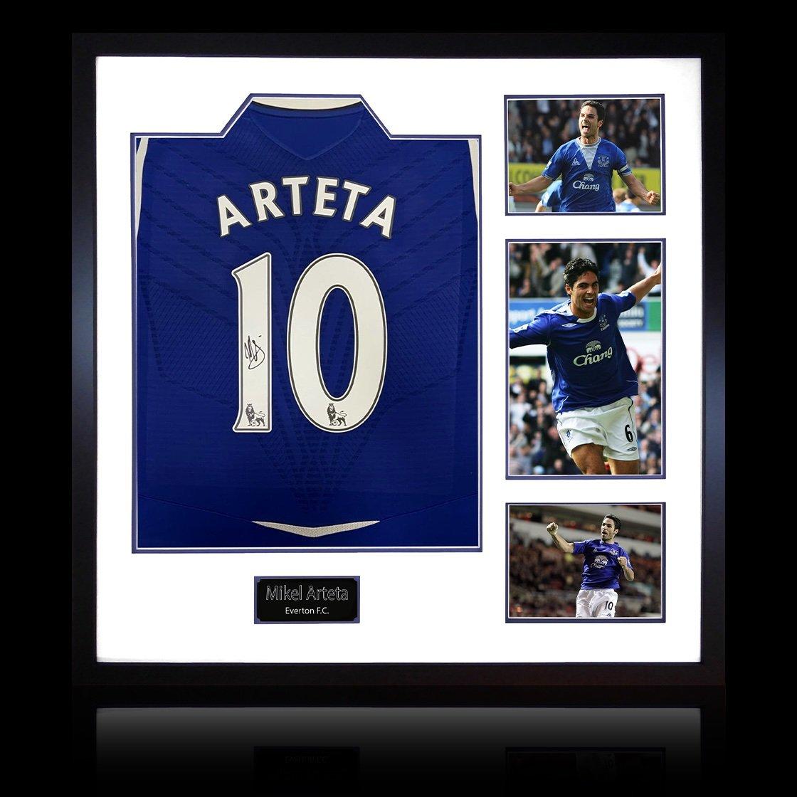 The Fan Cave  Mikel Arteta Signed Everton Shirt Elite Frame - Blue - 820x820mm