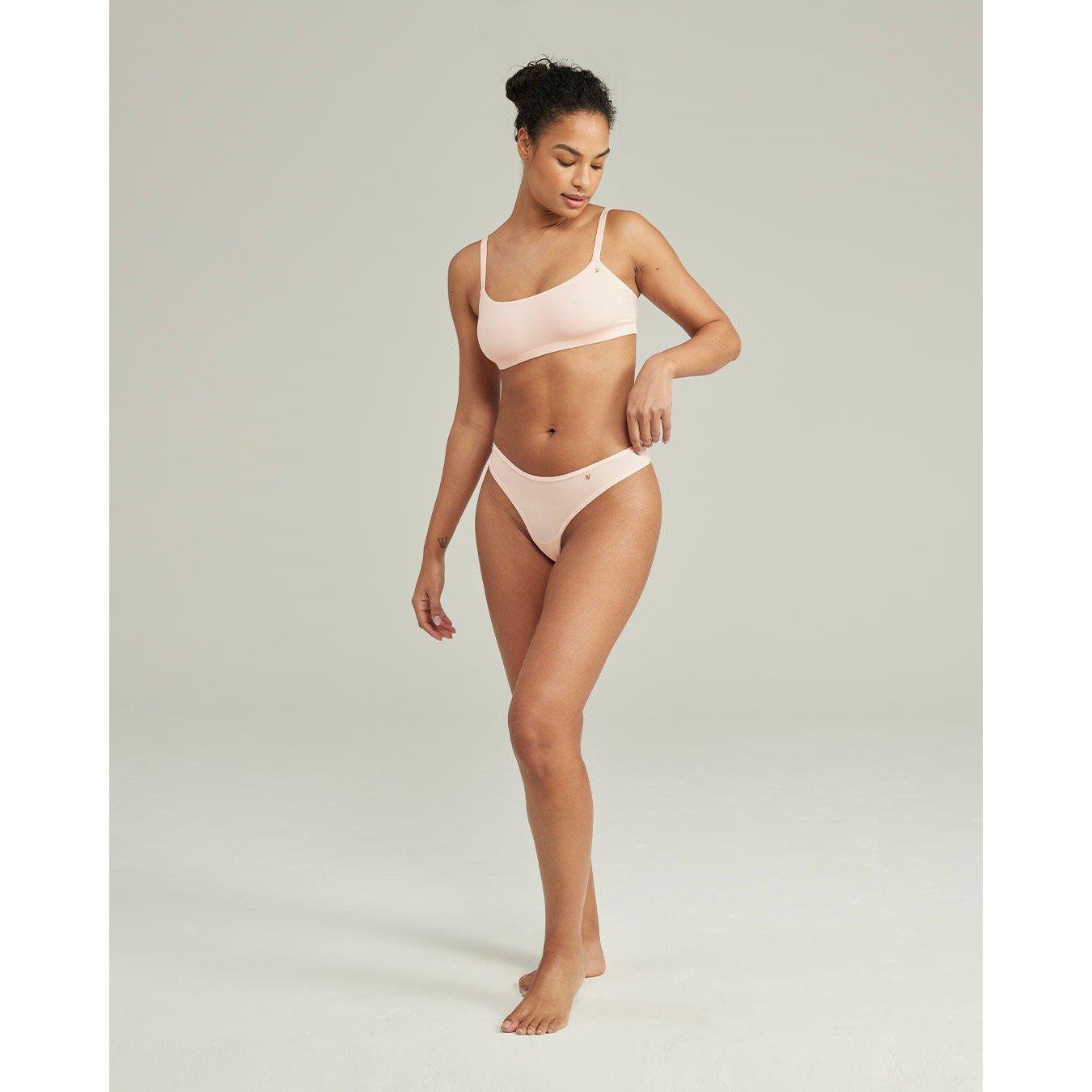 Nudea Women's Dipped Thong Second Skin Stretch - Blush Pink - XL