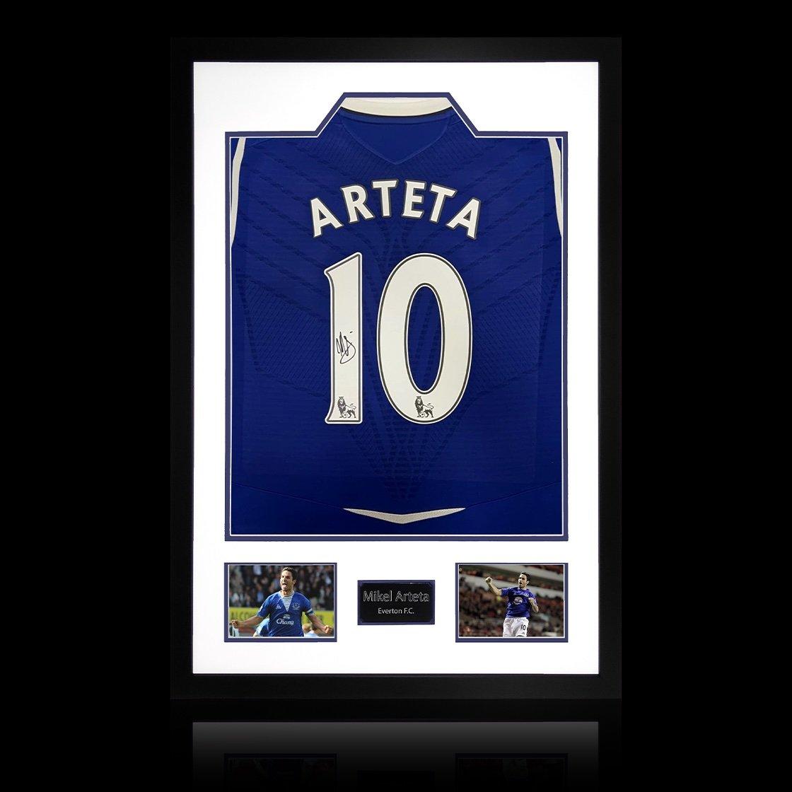 The Fan Cave  Mikel Arteta Signed Everton Shirt Premium Frame - Blue - 850x600mm