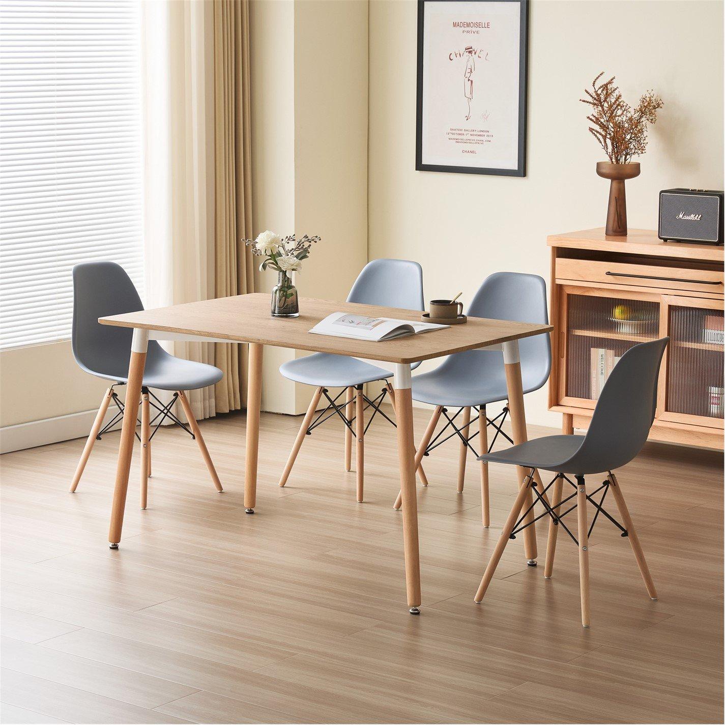 Grey - Comfy Living - Modern Wooden Leg Dining Set - 1