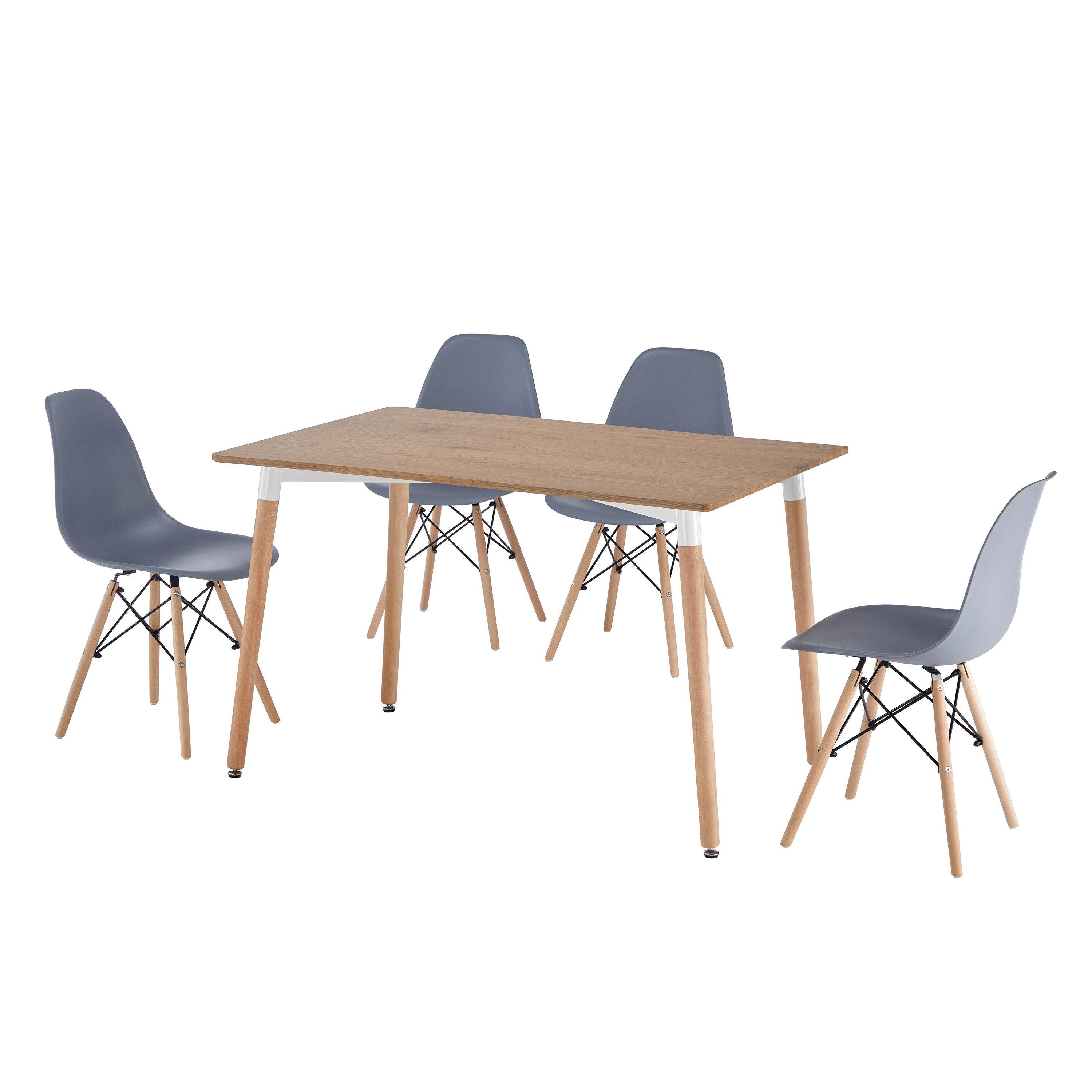 Grey - Comfy Living - Modern Wooden Leg Dining Set - 2
