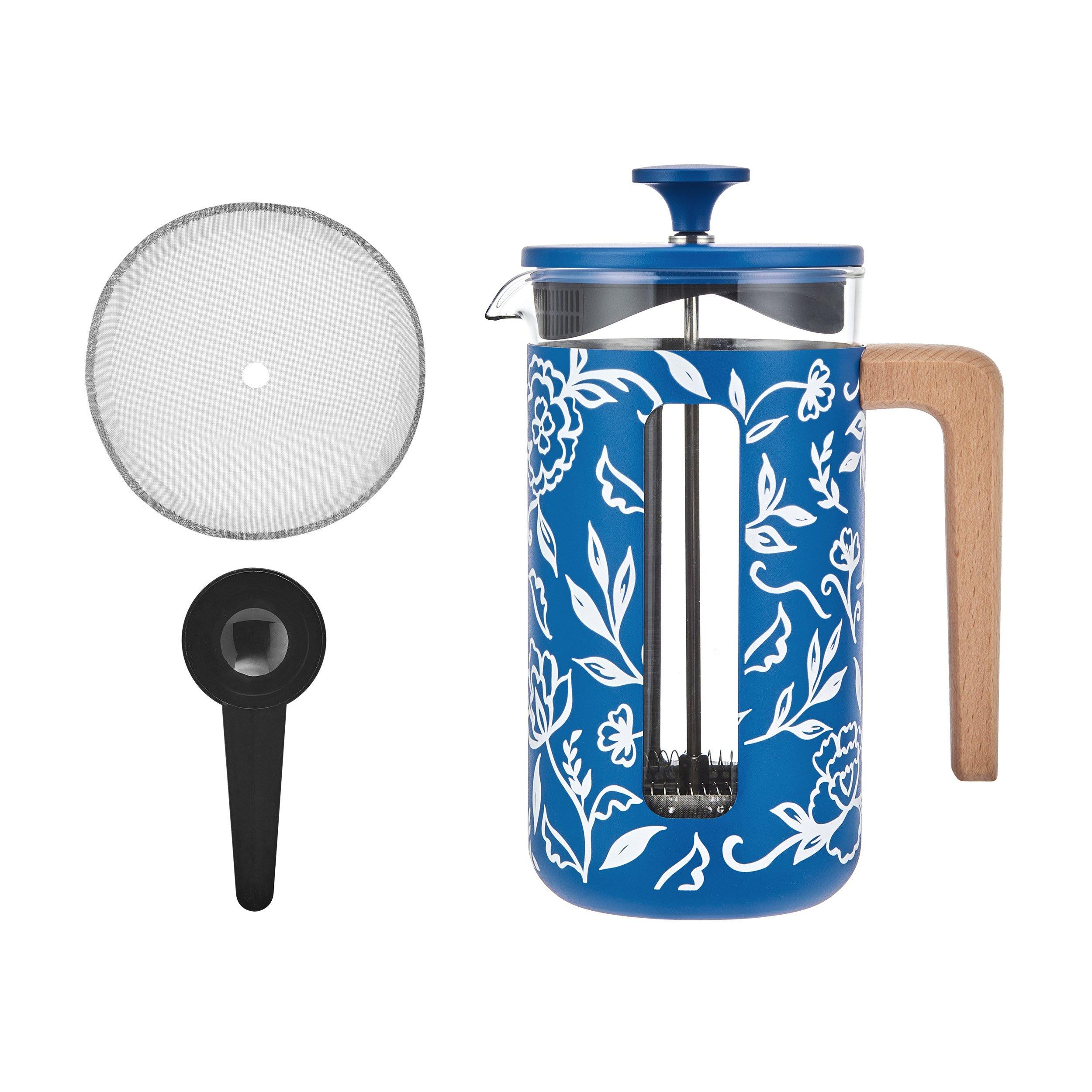 Blue - La Cafetiere - Pisa 8 Cup 1L S/Steel Cafetiere Blu Fiorata - 1
