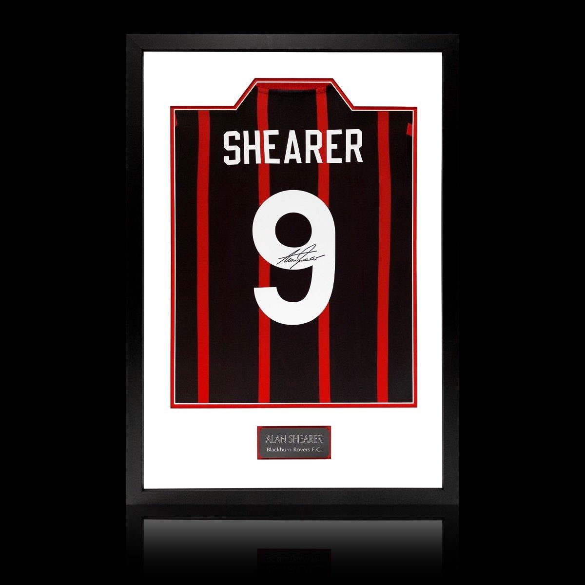 The Fan Cave  Alan Shearer Signed Retro Burn Rovers Shirt Black - 850x600mm