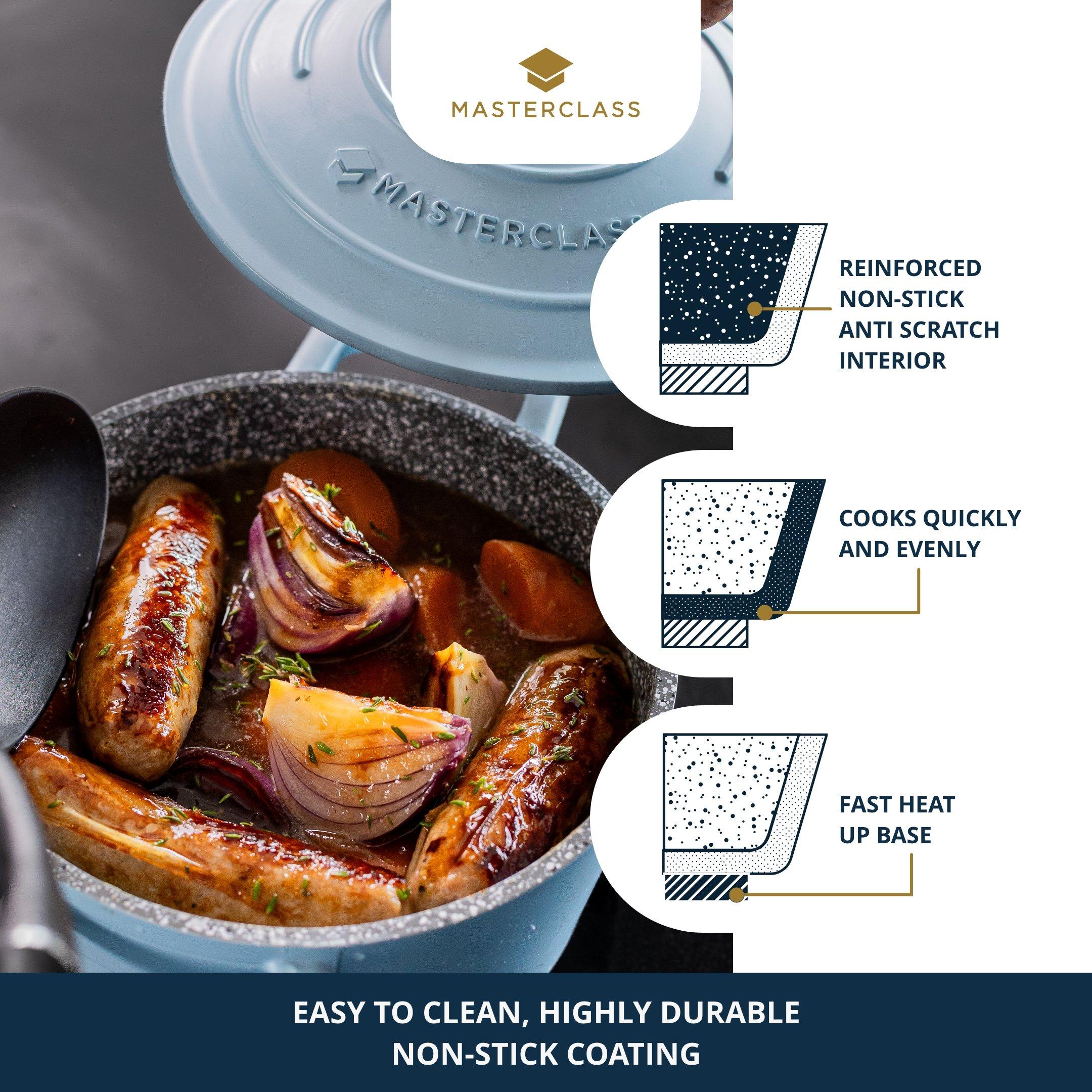Sky Blue - MasterClass - Cast Aluminium Casserole Dish with Lid Sky Blue - 4