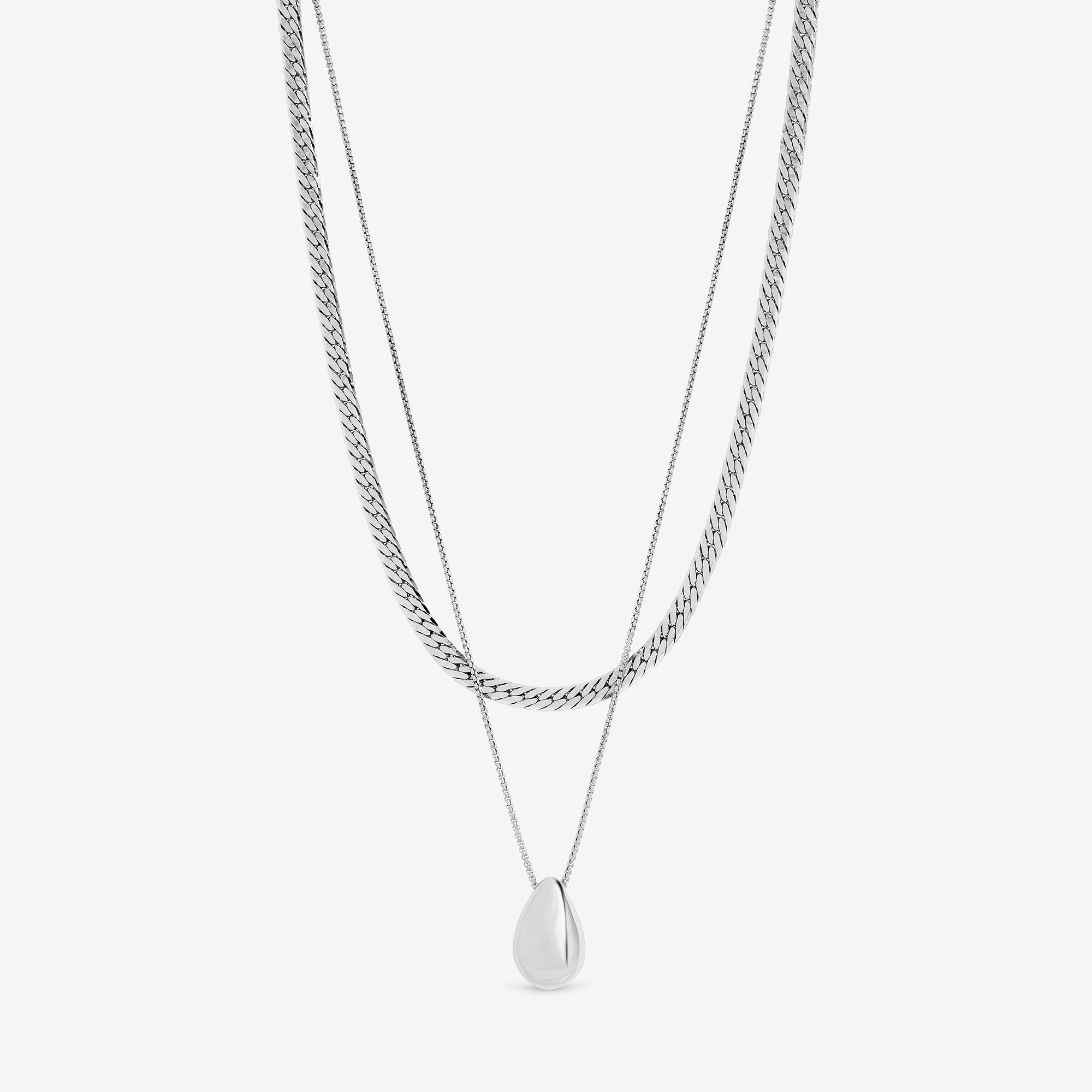 Silver - Mood - Silver Polished Triple Row Sculpted Nugget Pendant - 1