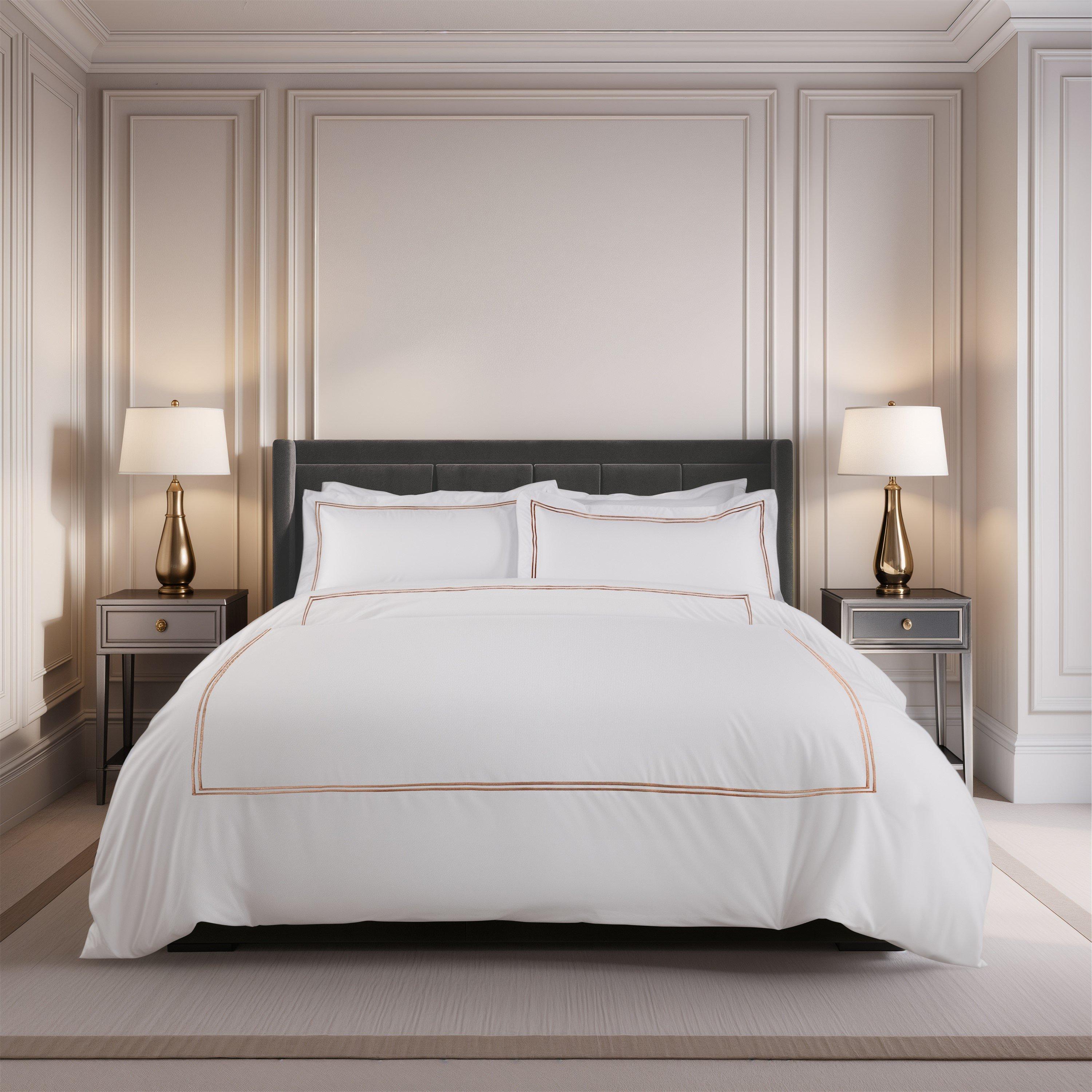 Taupe Cream - Emma Barclay - Duvet Embroidered Set Oxford Pillowcases Mayfair - 1