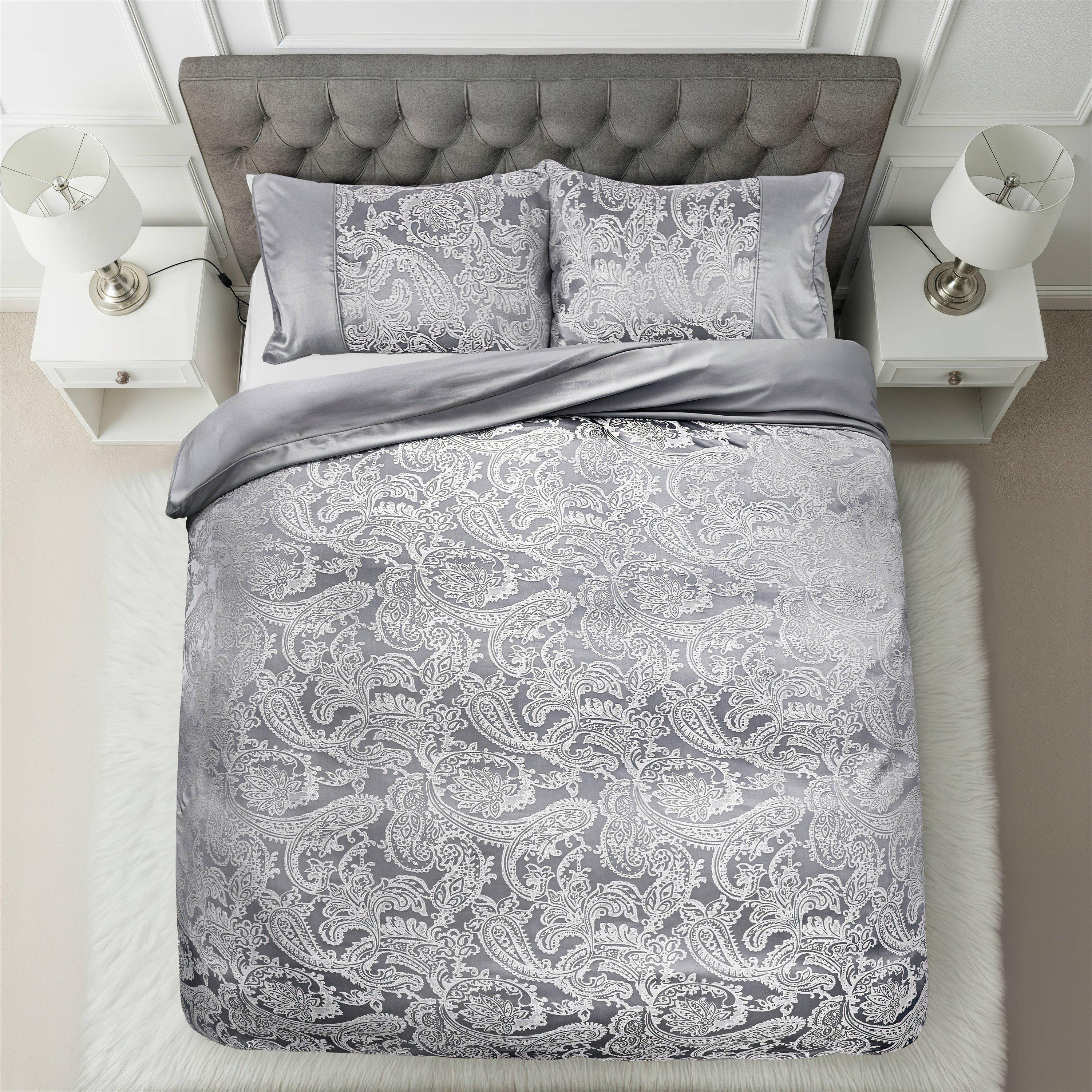 Silver - Emma Barclay - Duvet Set Embellished Jacquard Duchess - 4