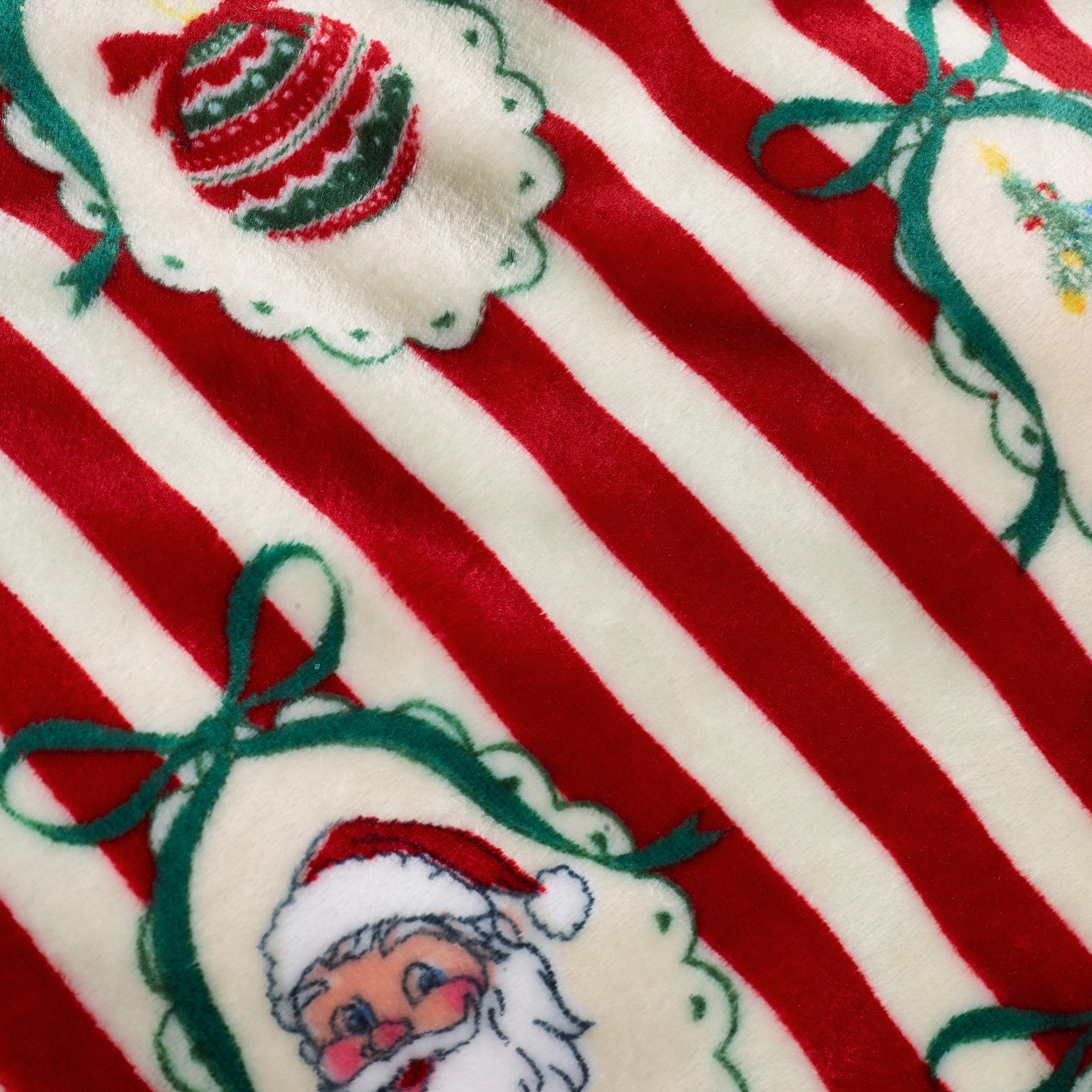 Red - Catherine Lansfield - Christmas Vintage Stripe Cosy Fleece Blanket Throw - 3