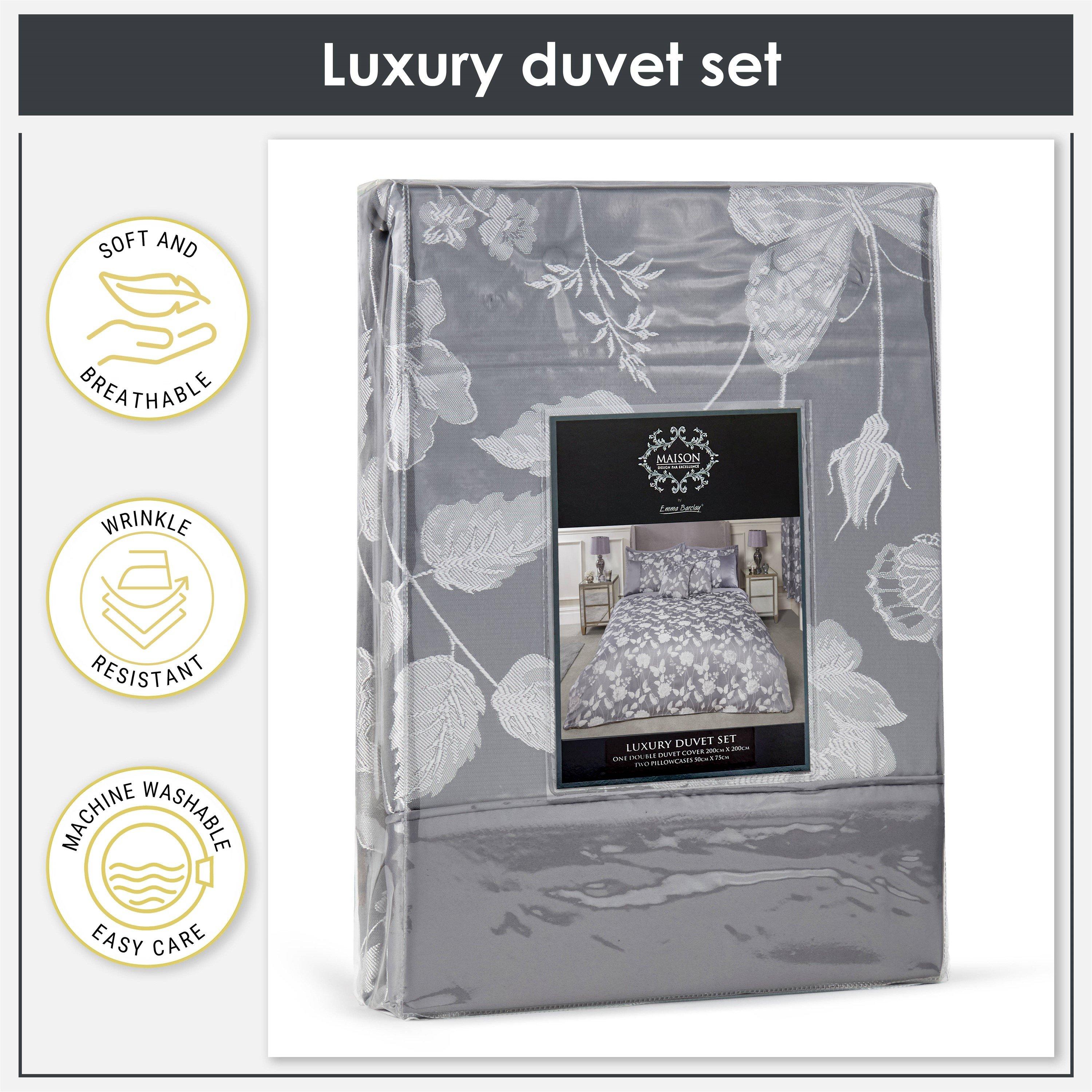Silver - Emma Barclay - Duvet Set Embellished Jacquard Butterfly - 2