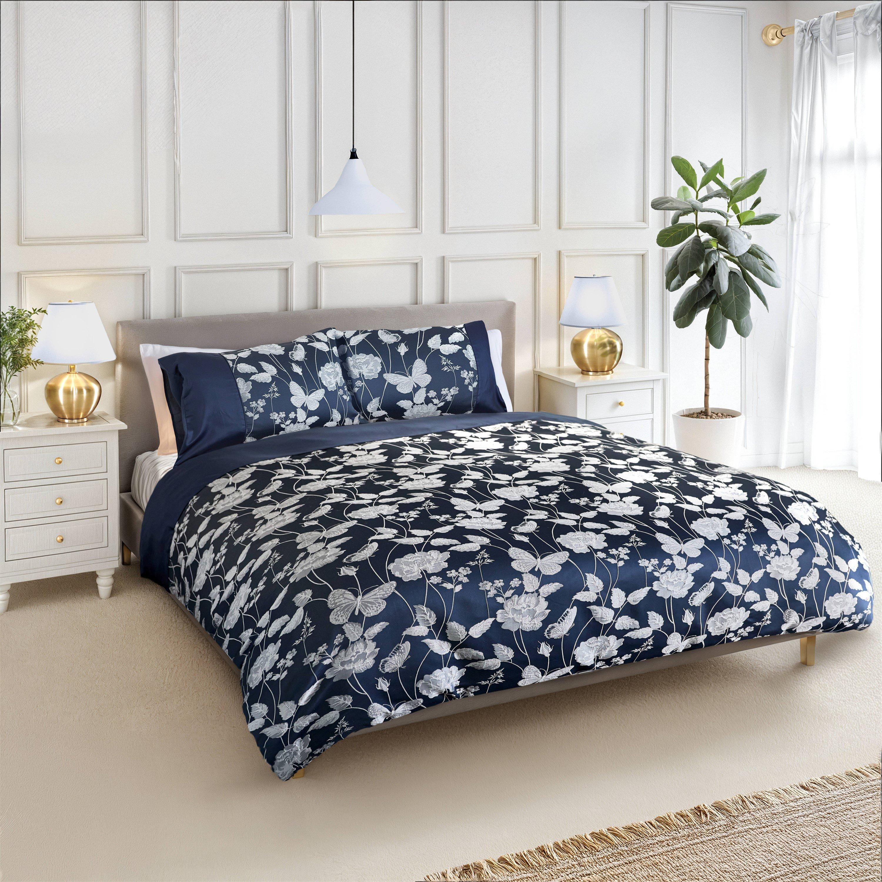 Duvet Set Embellished Jacquard Butterfly