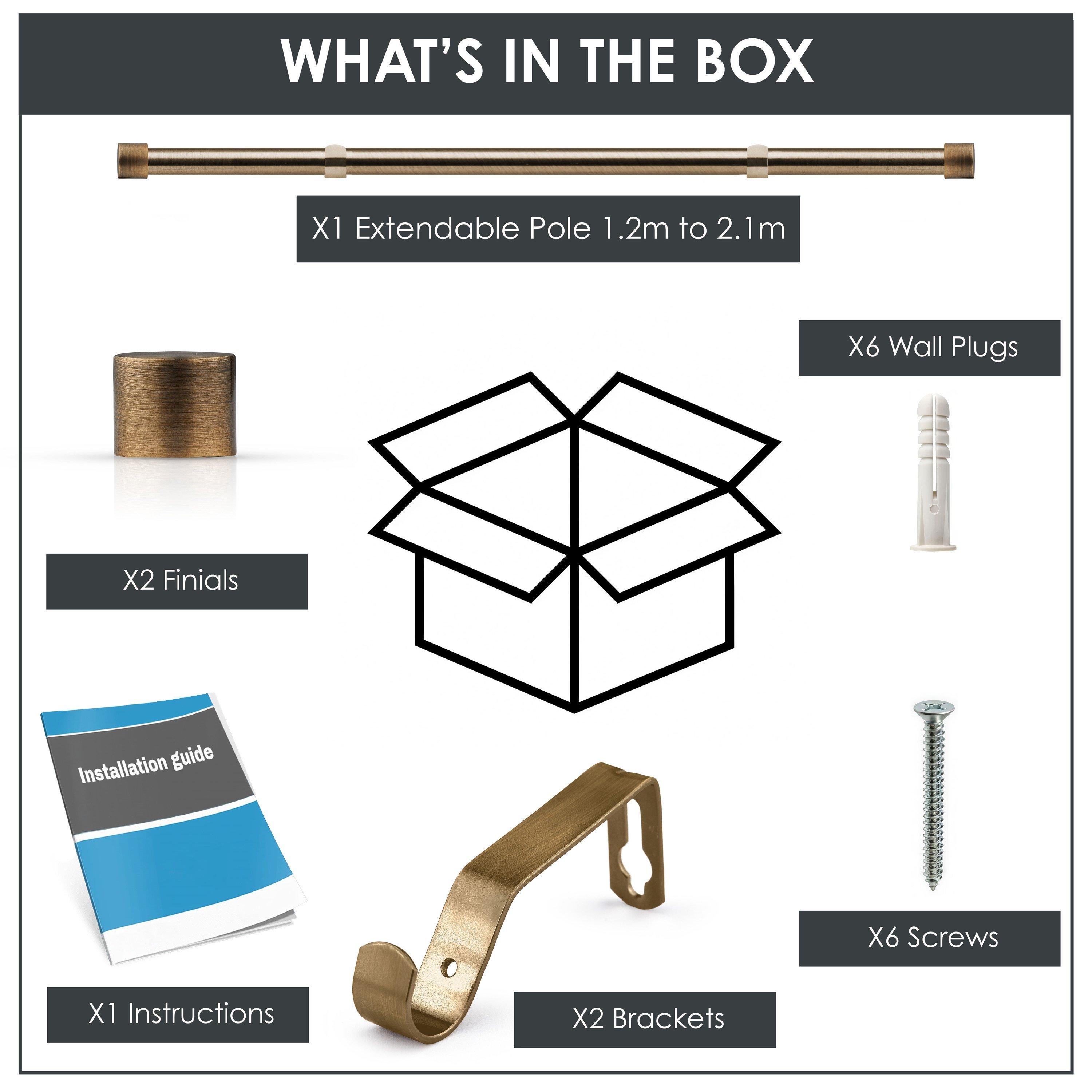 Antique Brass - Emma Barclay - Curtain Pole Extendable Full Stop - 2