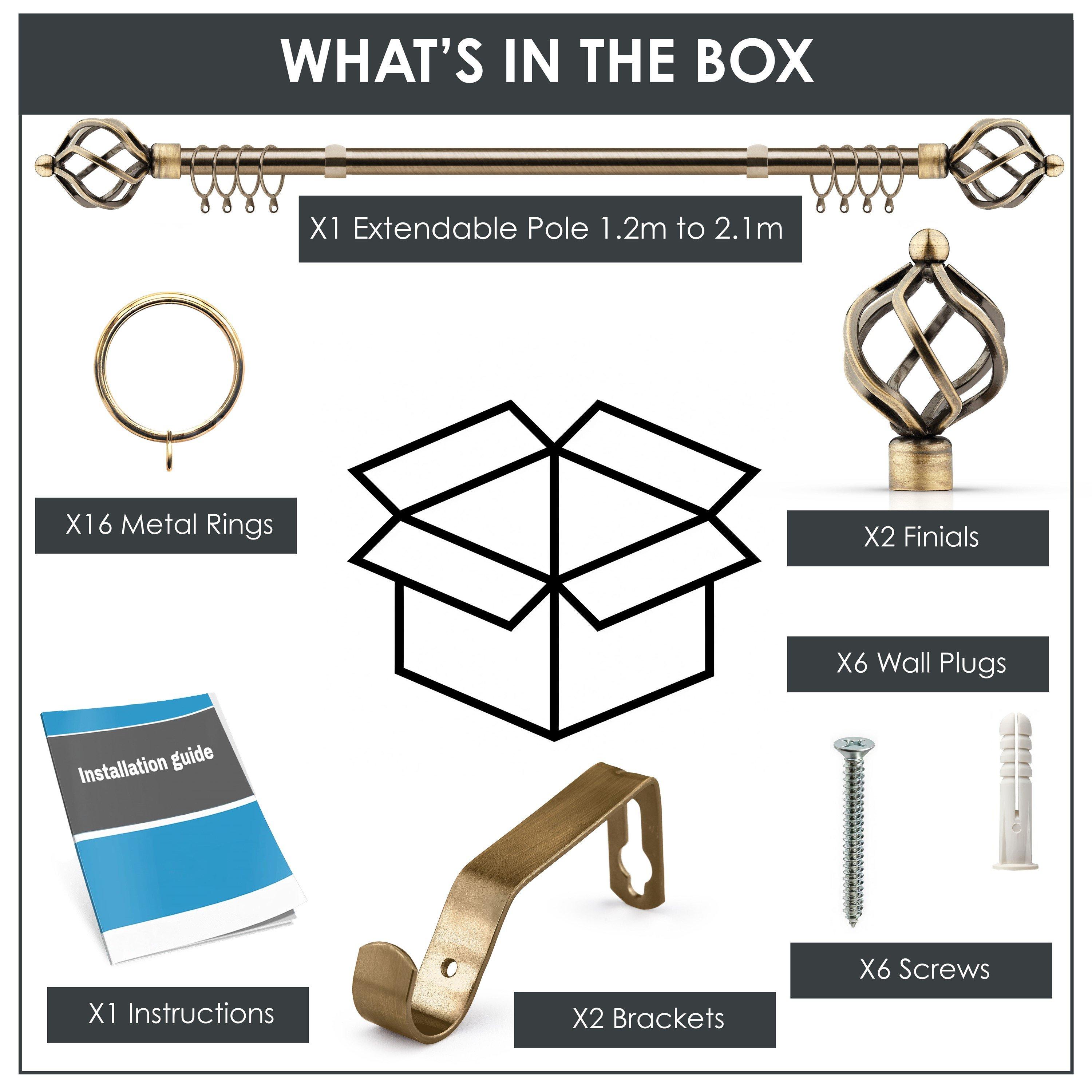 Curtain Pole with Rings Extendable Cage