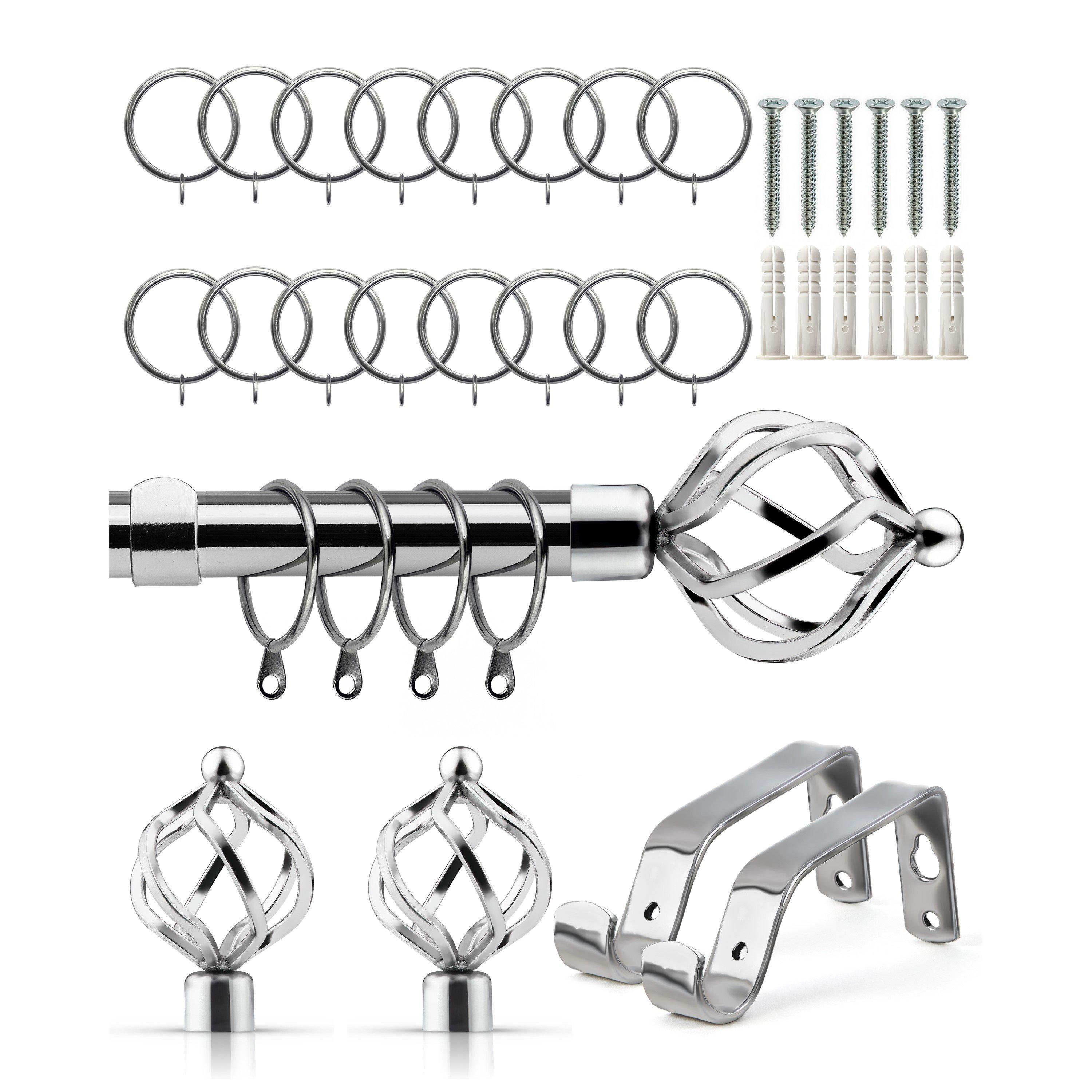 Curtain Pole with Rings Extendable Cage