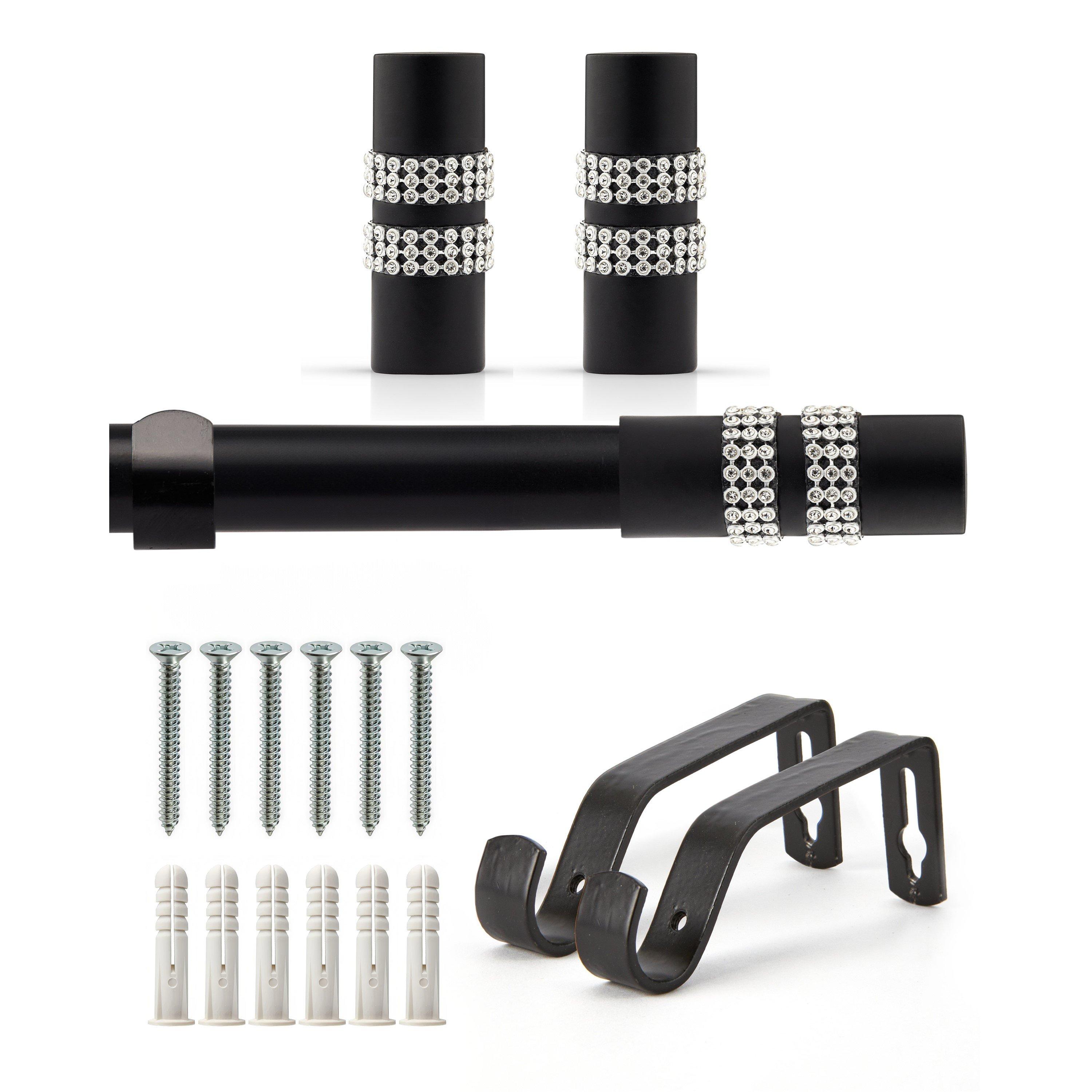 Matt Black - Emma Barclay - Curtain Pole Extendable Diamante - 1