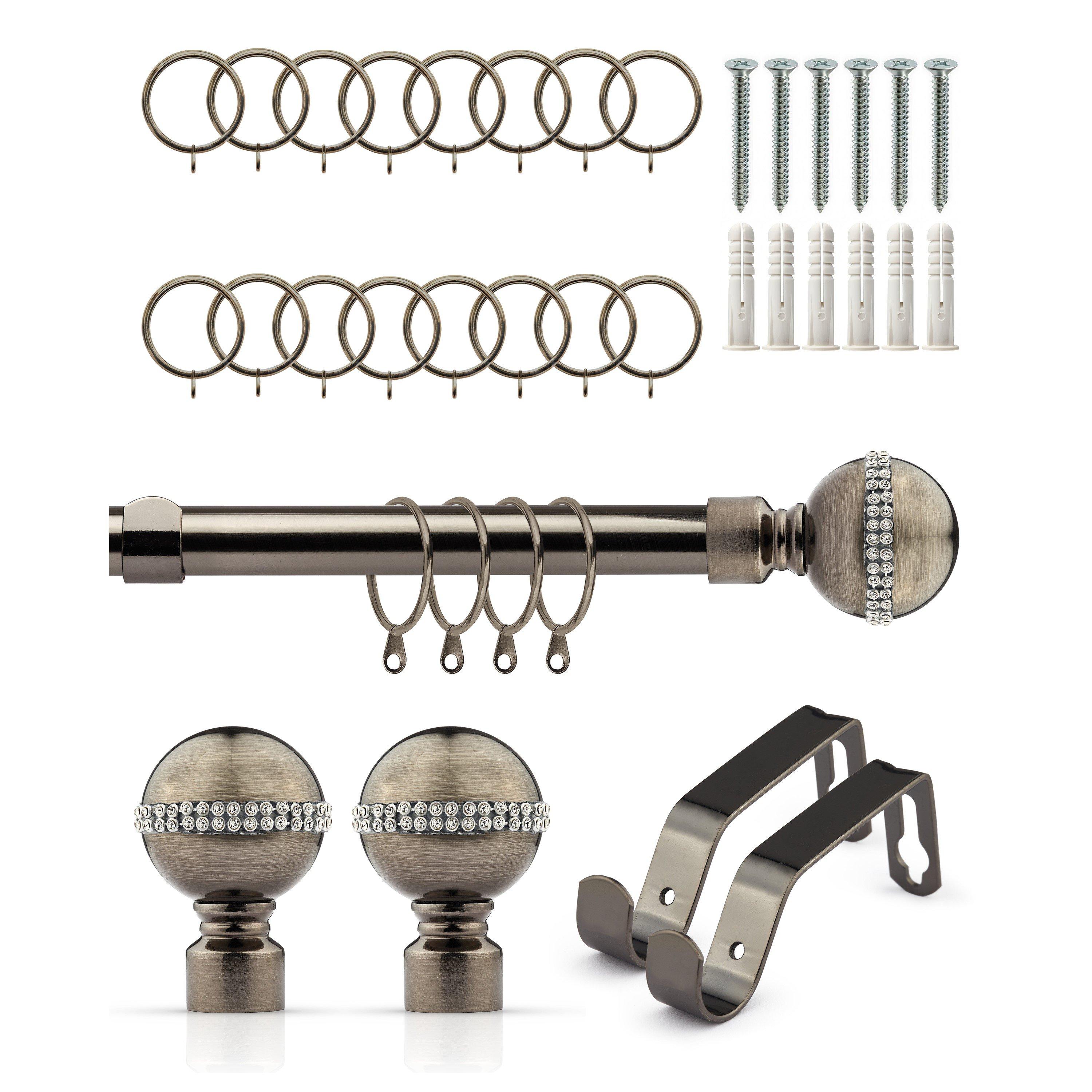 Black Silk - Emma Barclay - Curtain Pole with Rings Extendable Bling - 1