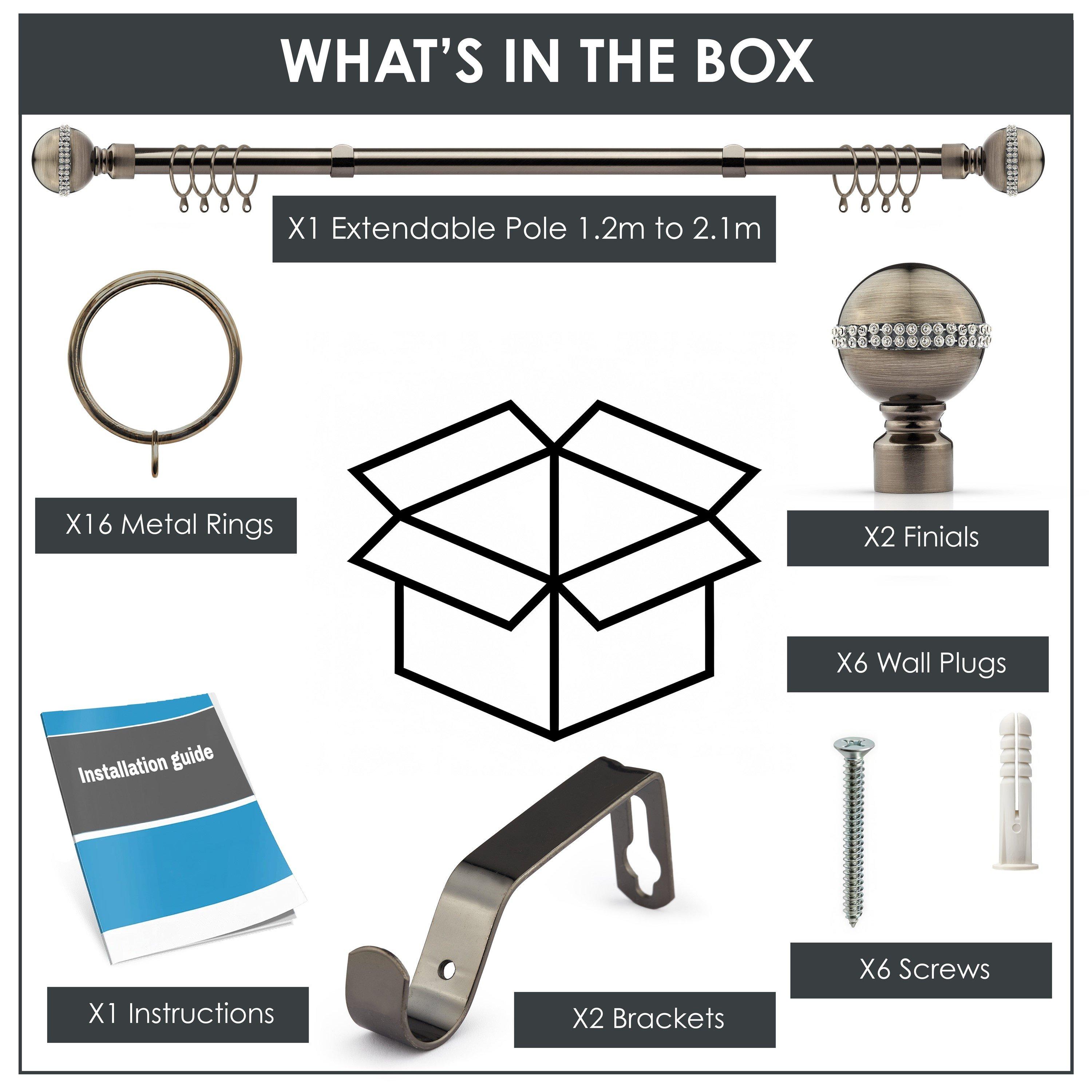 Black Silk - Emma Barclay - Curtain Pole with Rings Extendable Bling - 3