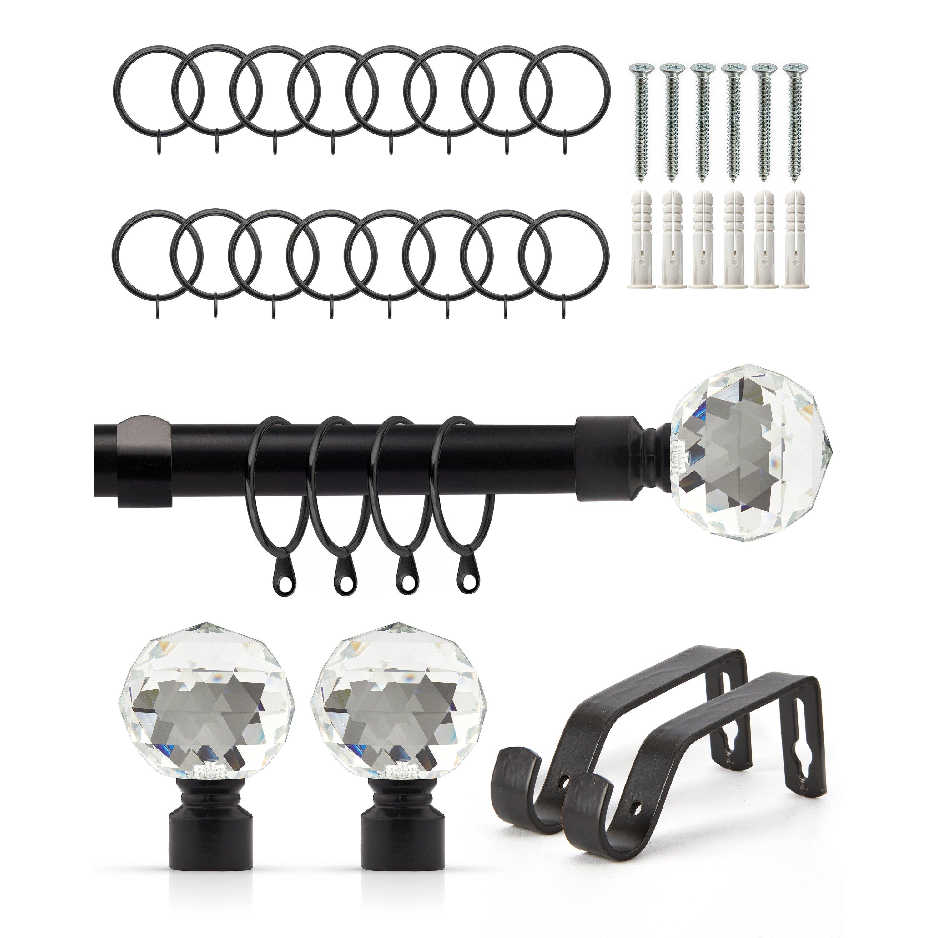 Curtain Pole with Rings Extendable Crystal