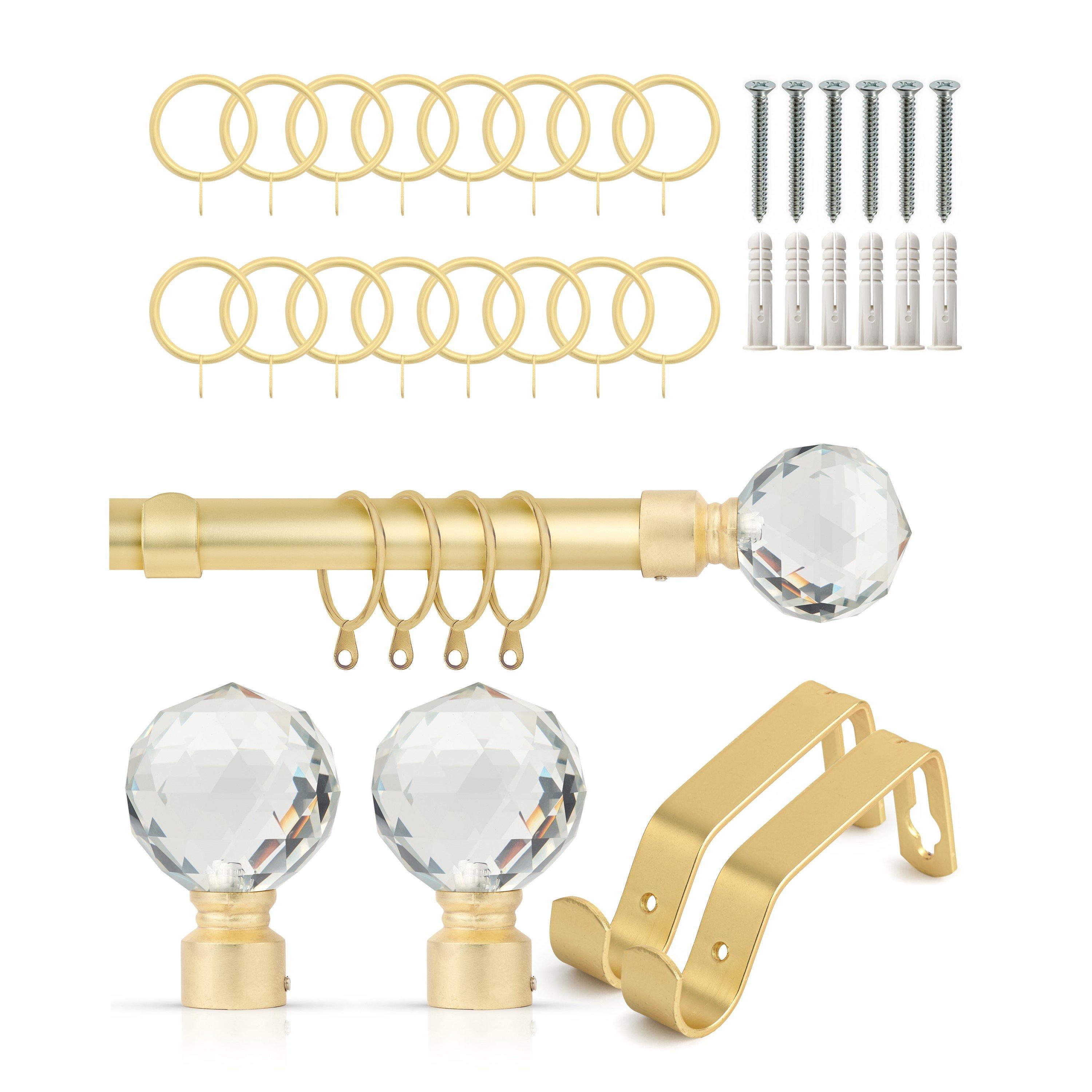 Curtain Pole with Rings Extendable Crystal