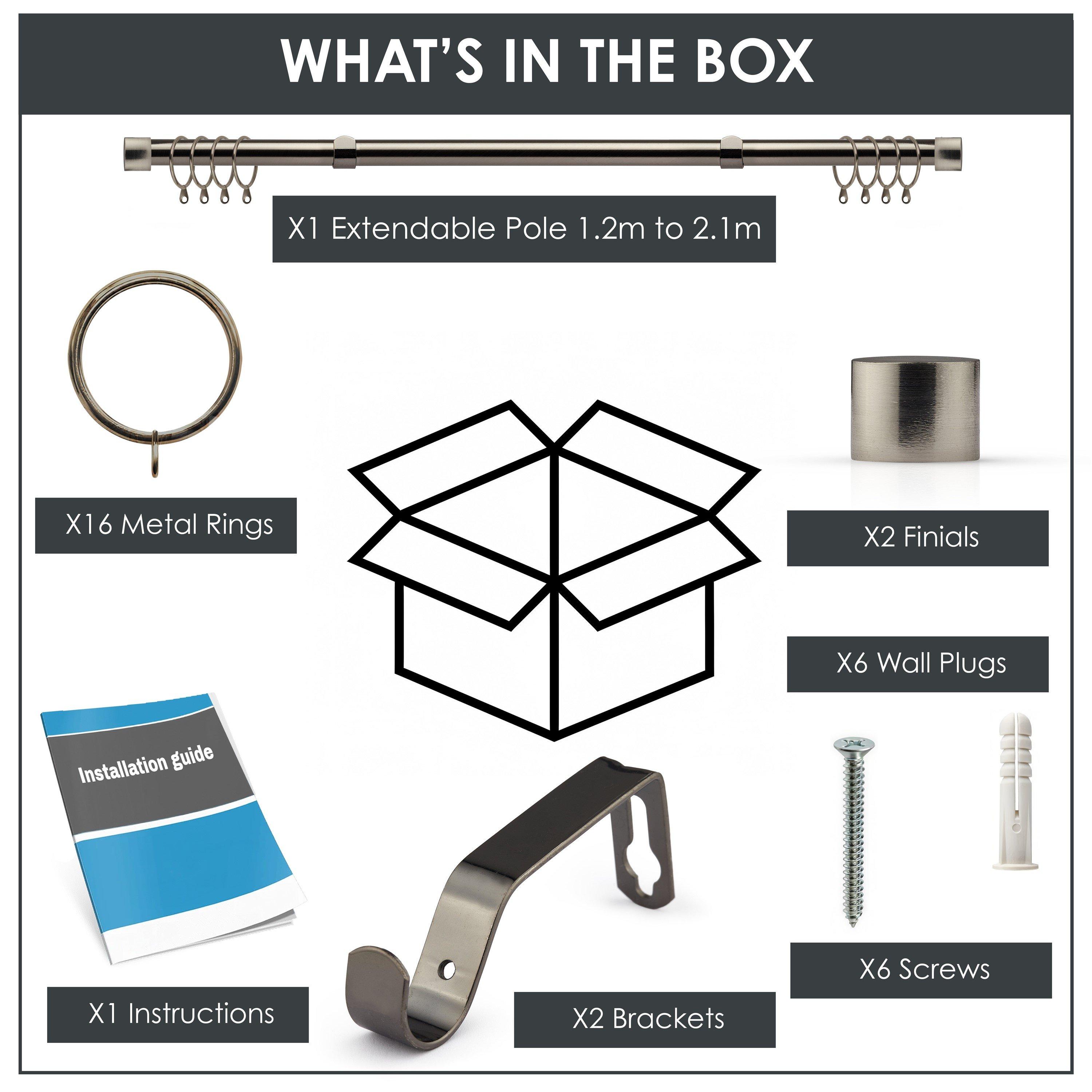 Black Silk - Emma Barclay - Curtain Pole with Rings Extendable Full Stop - 2