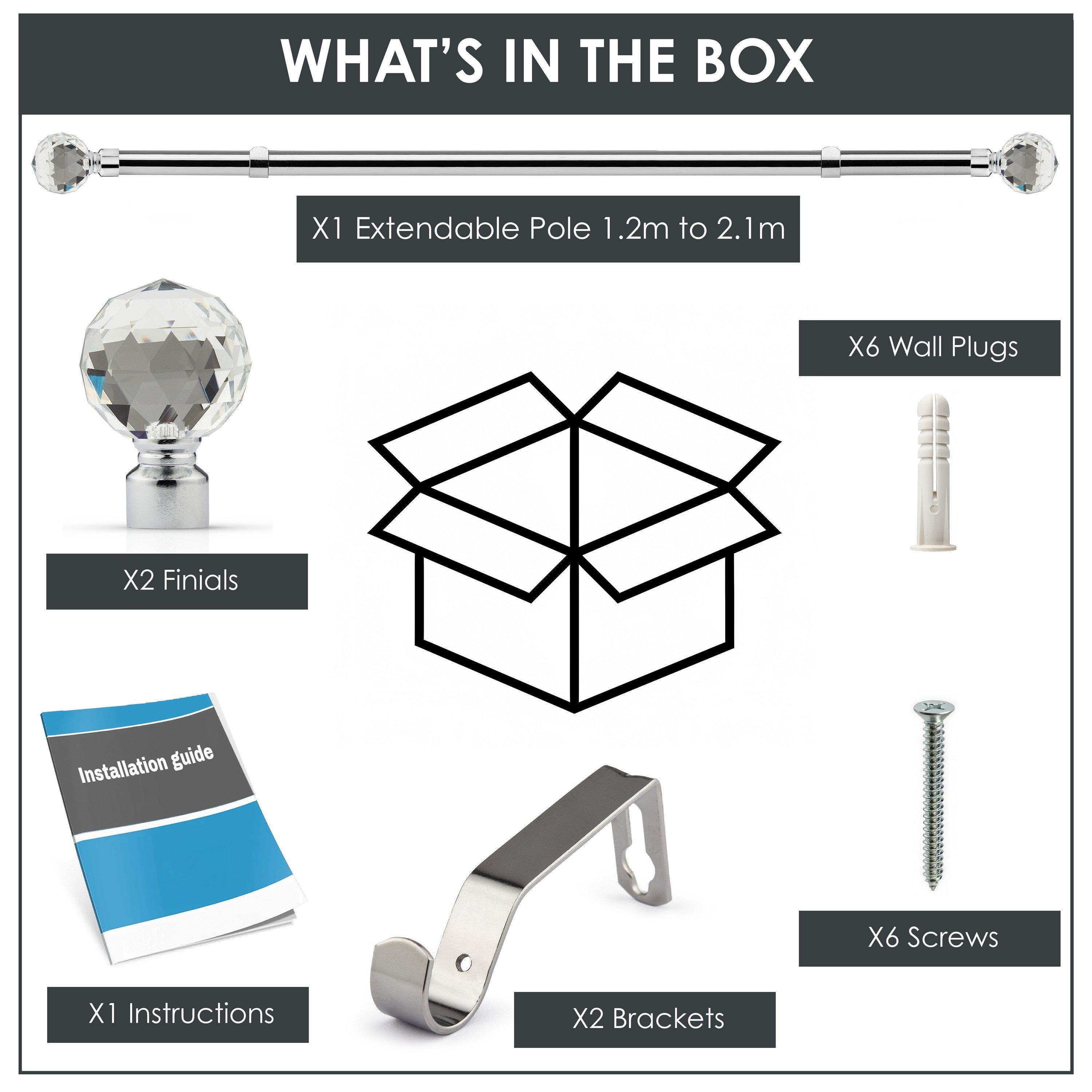 Chrome - Emma Barclay - Curtain Pole Extendable Crystal - 2