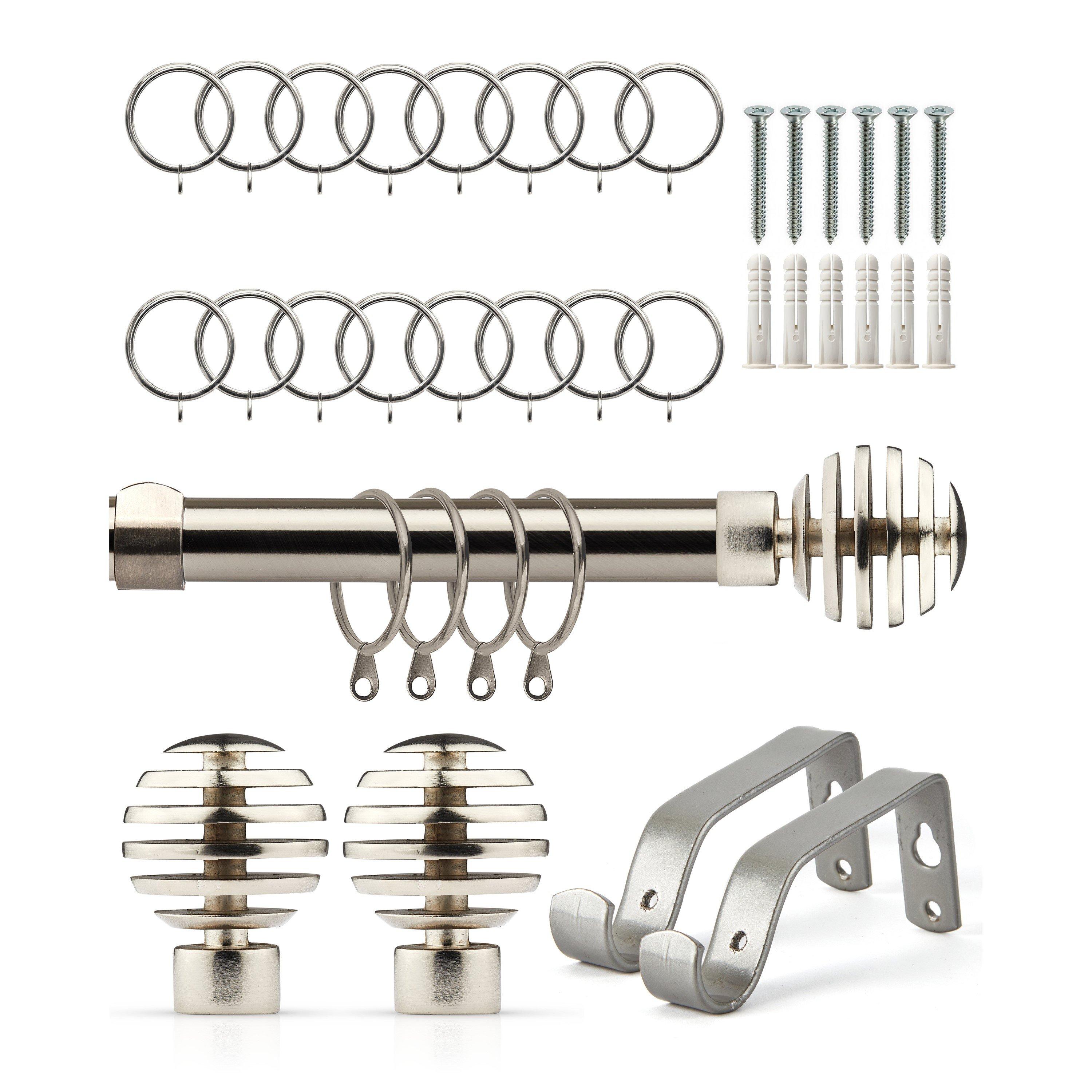 Brushed Silver - Emma Barclay - Curtain Pole with Rings Extendable Slice - 1