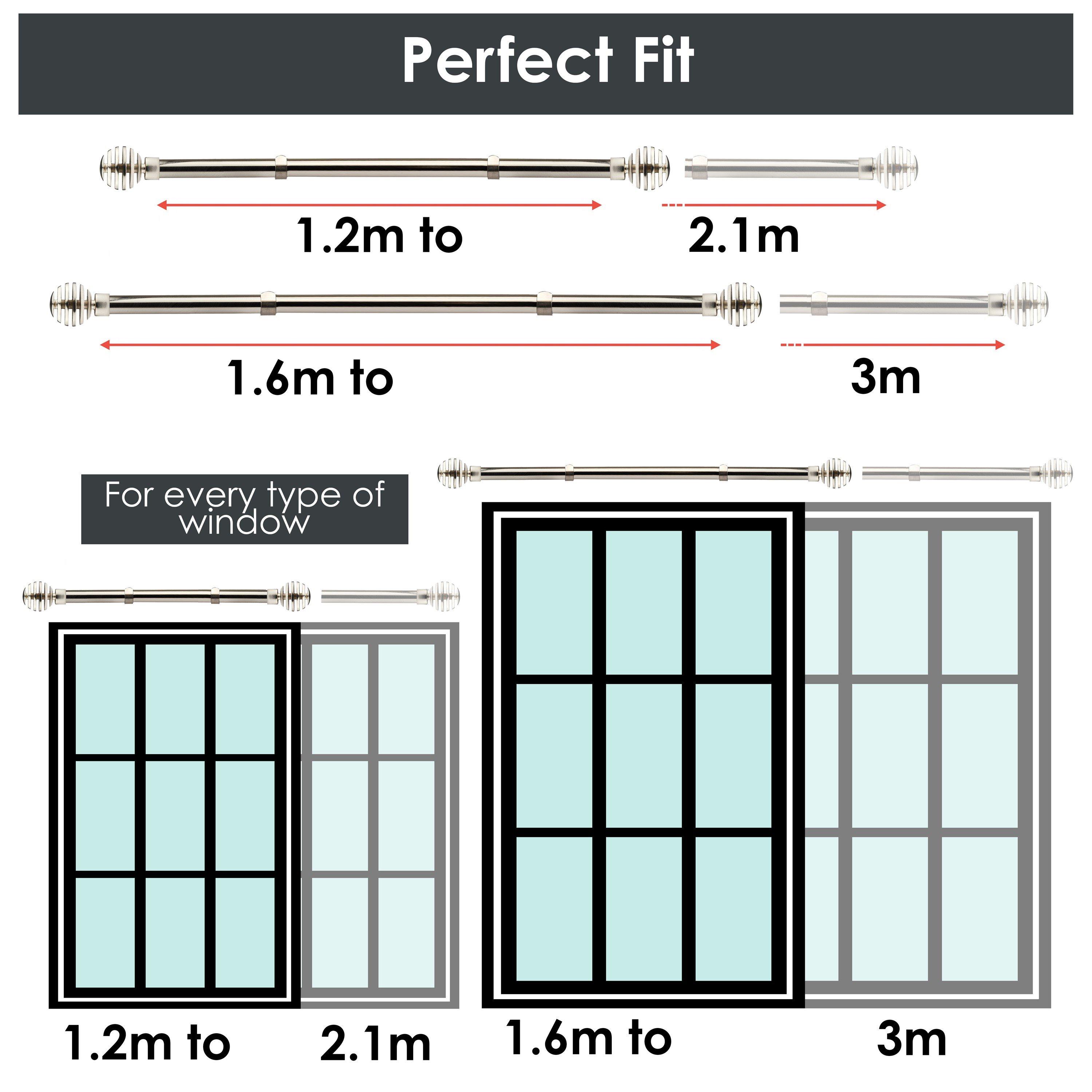 Brushed Silver - Emma Barclay - Curtain Pole with Rings Extendable Slice - 4