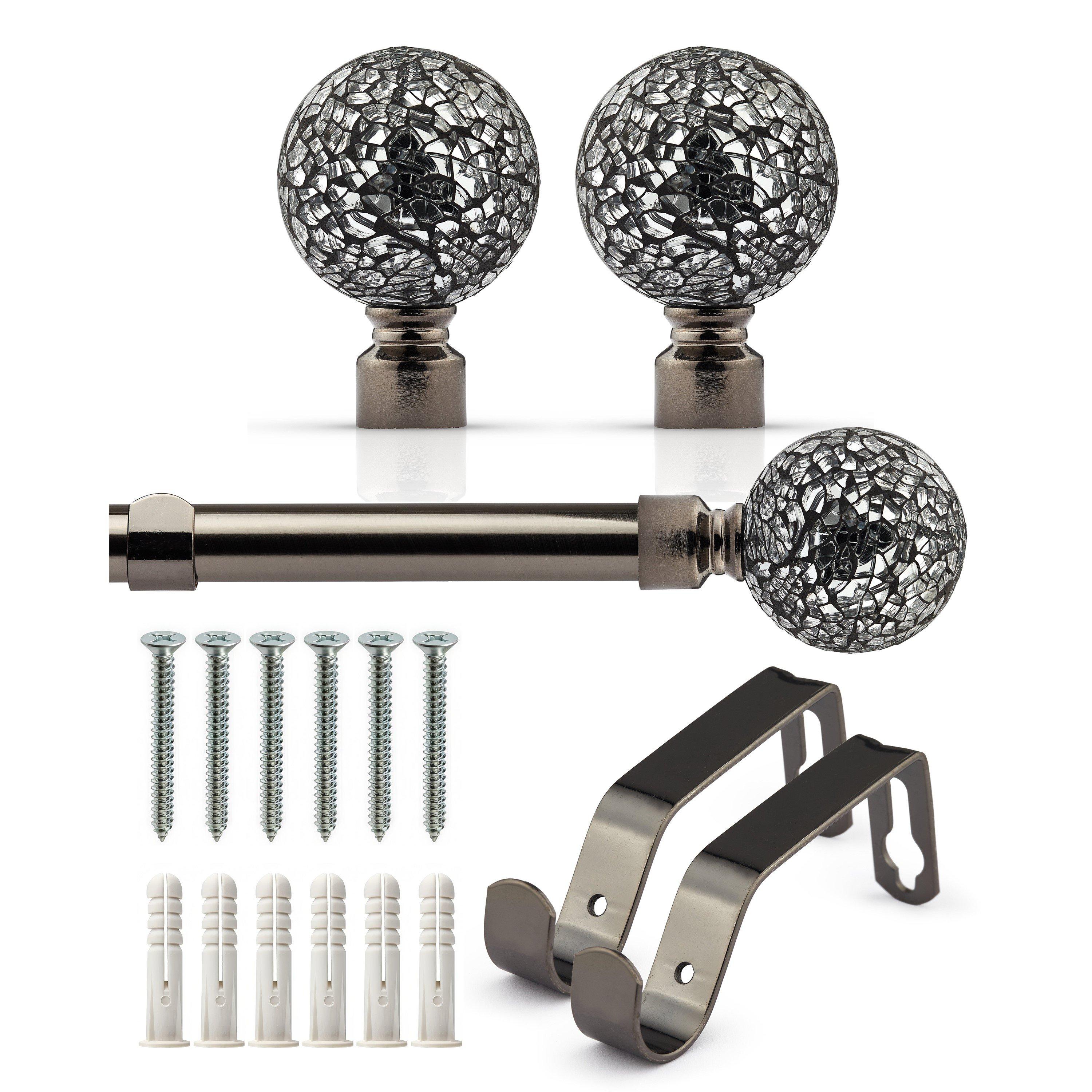 Curtain Pole Extendable Cut Glass