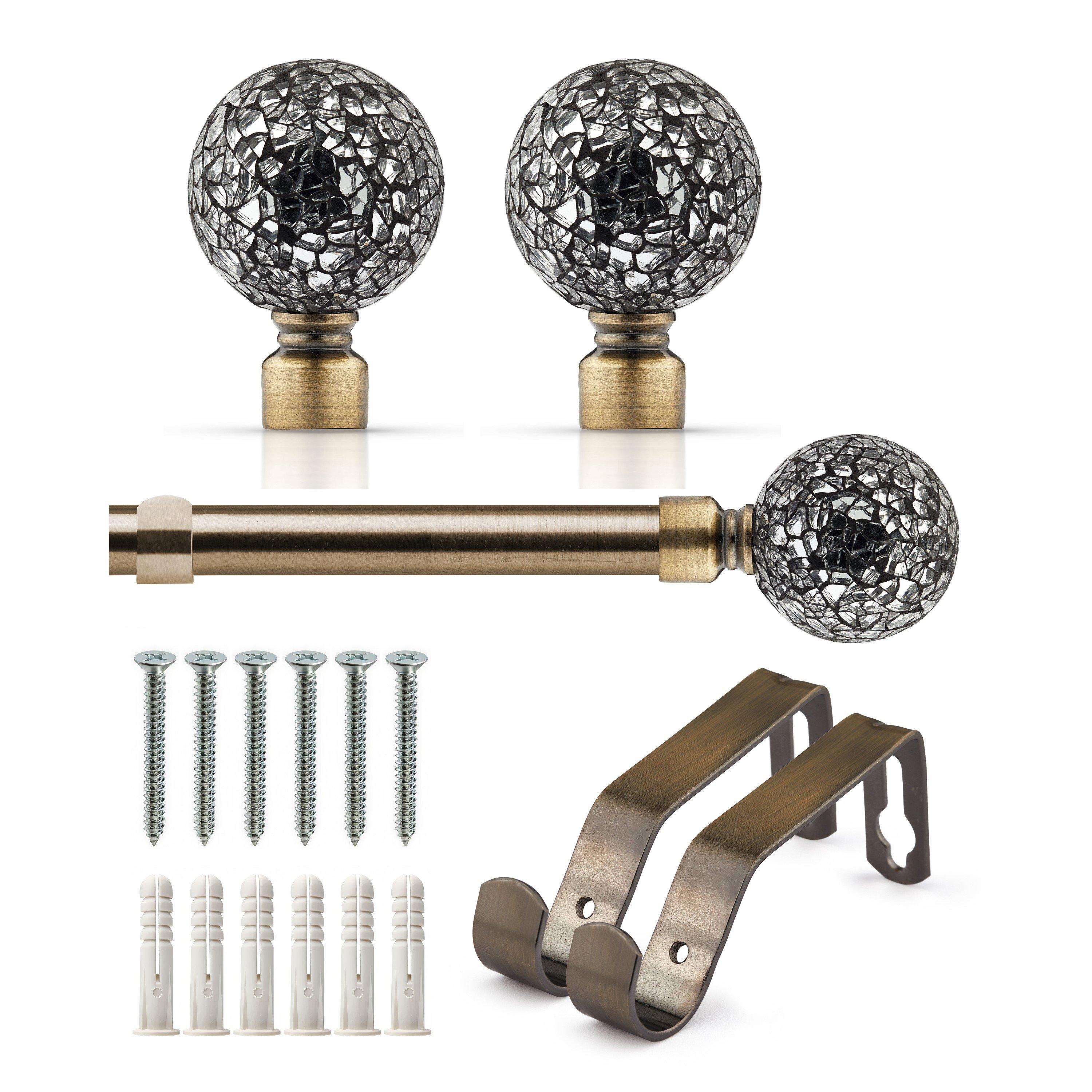 Curtain Pole Extendable Cut Glass