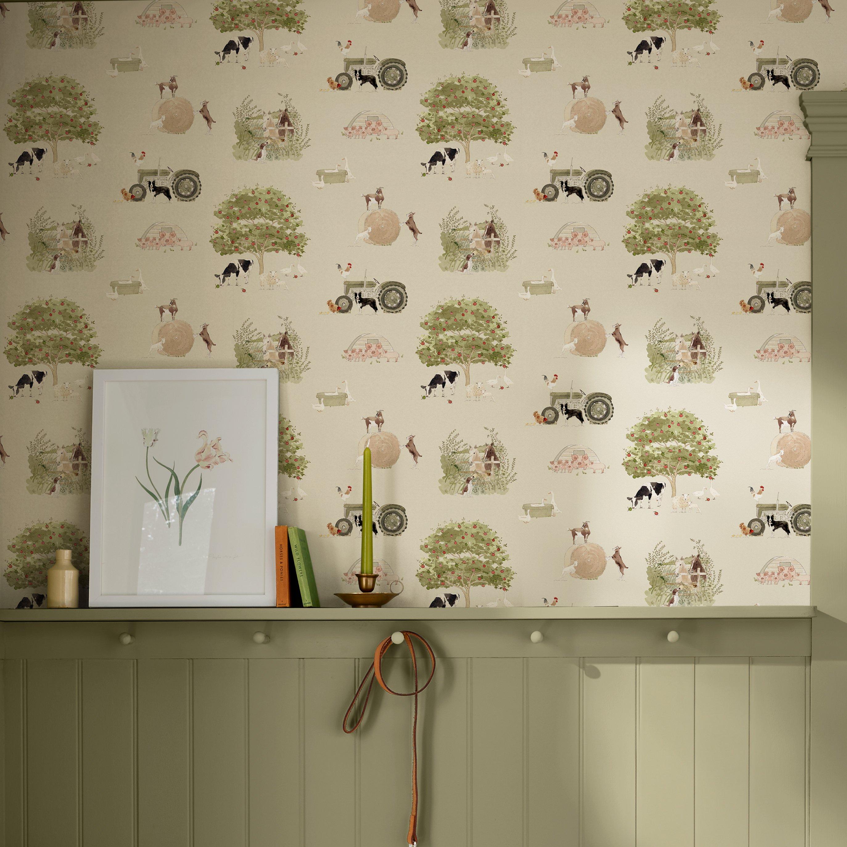 Green - Sophie Allport - Farm Friends Hambleton Wallpaper - 2