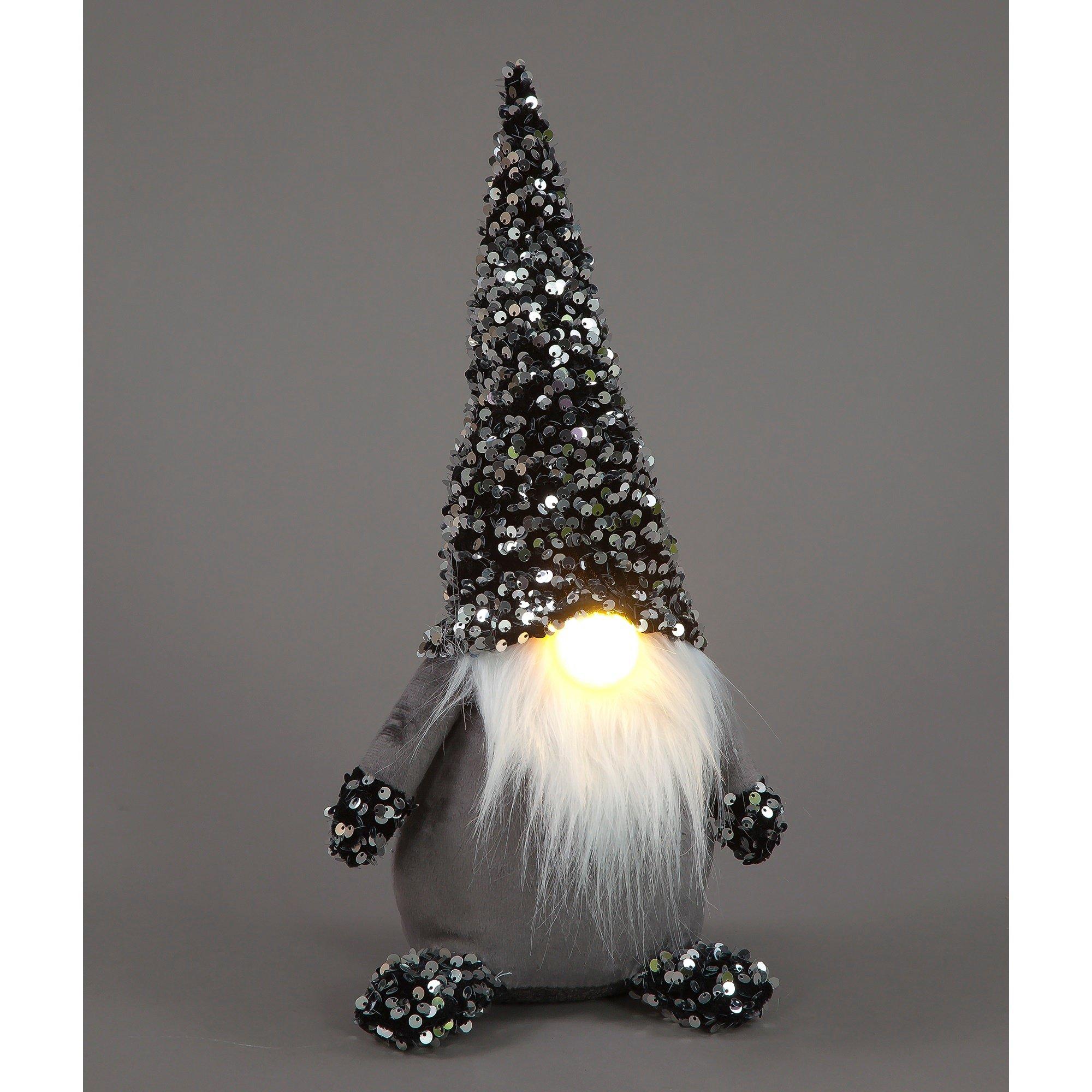 Black - Snowtime - Sequin Santa Decoration with LED Lit Nose
