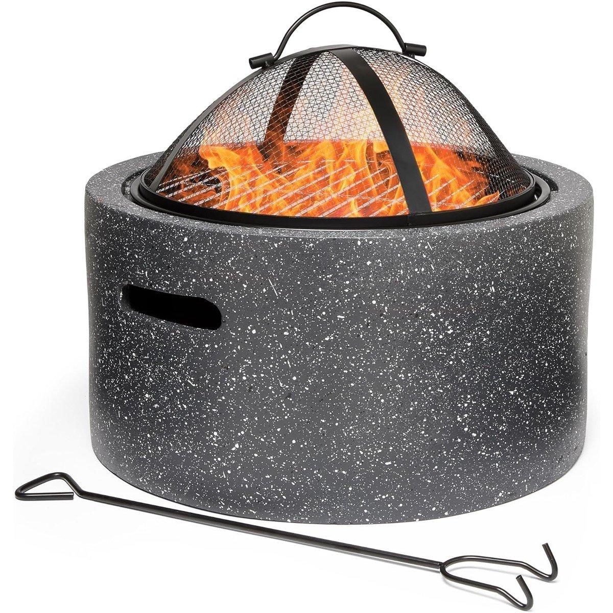 Vonhaus  Fire Pit – 2 In 1 Firepit With Bbq Cooking - Grey