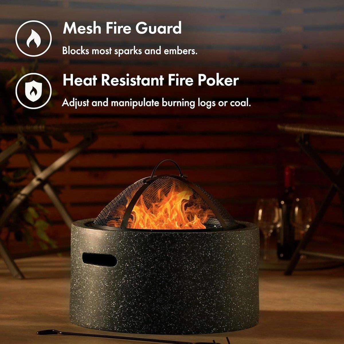 Grey - VonHaus - VonHaus Fire Pit – 2 in 1 Firepit with BBQ Cooking - 2