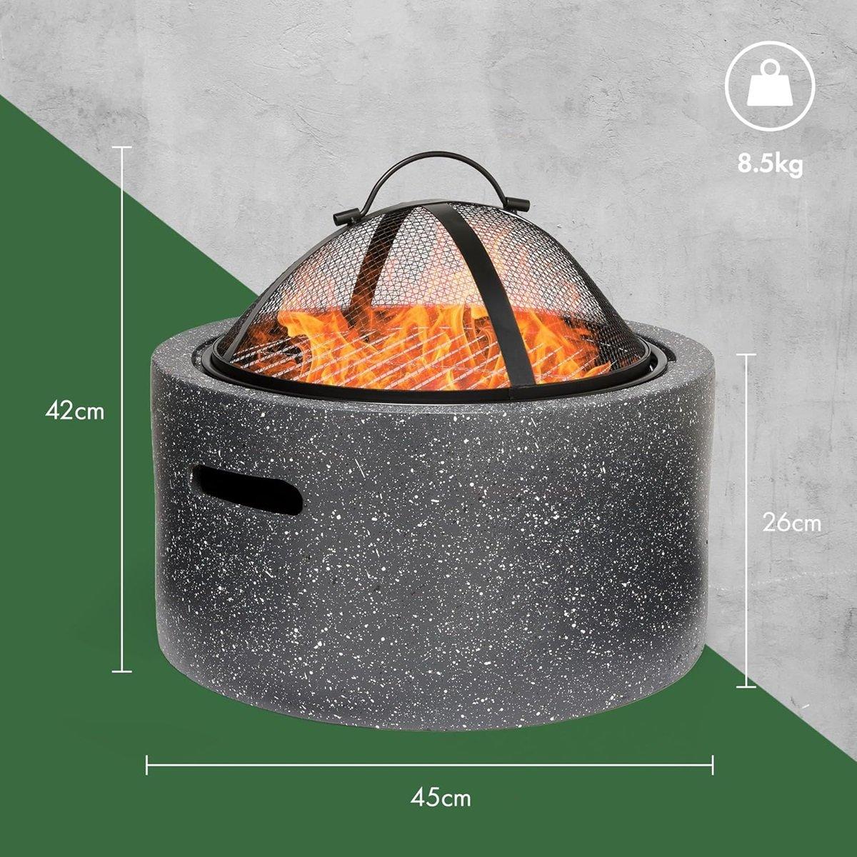 Grey - VonHaus - VonHaus Fire Pit – 2 in 1 Firepit with BBQ Cooking - 6