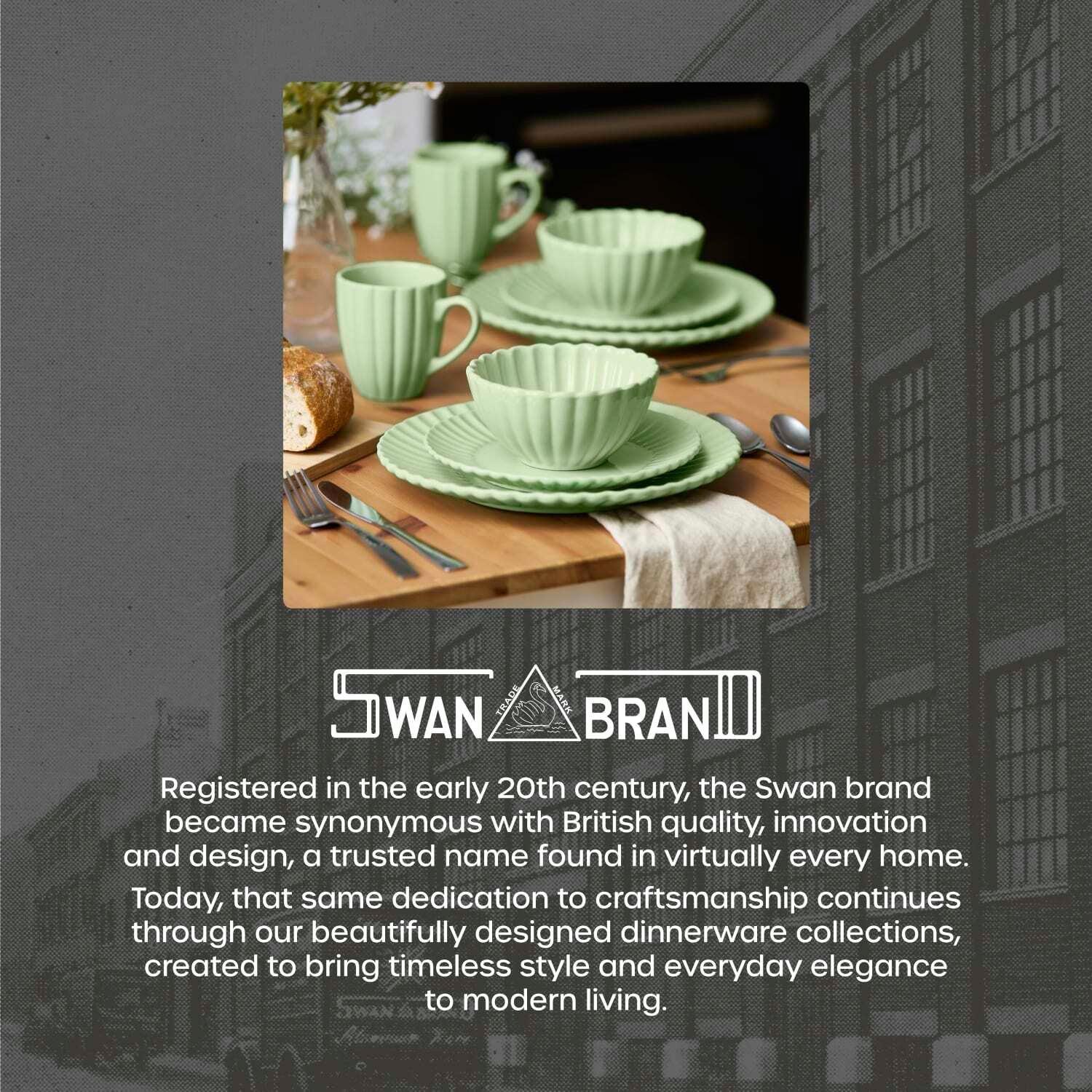 Green - Swan - 16 Piece Scallop Edge Stoneware Dinner Set Green - 8