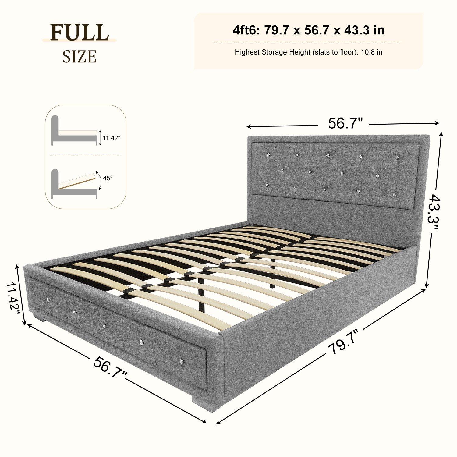 Grey Plush - Comfy Living - 3ft/4ft6/5ft Diamante Ottoman Bed Only - 15