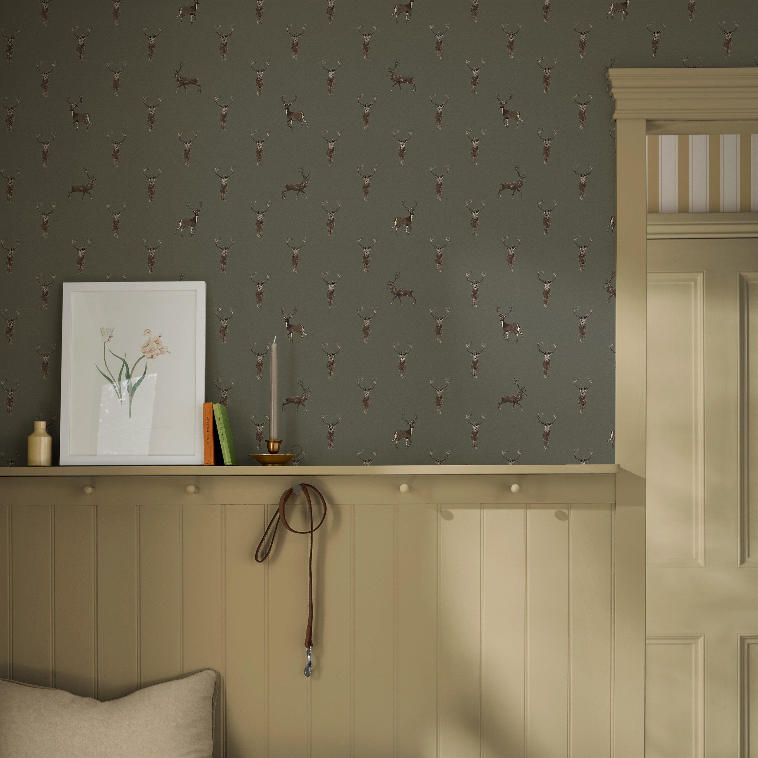 Charcoal - Sophie Allport - Highland Stag Wallpaper - 2