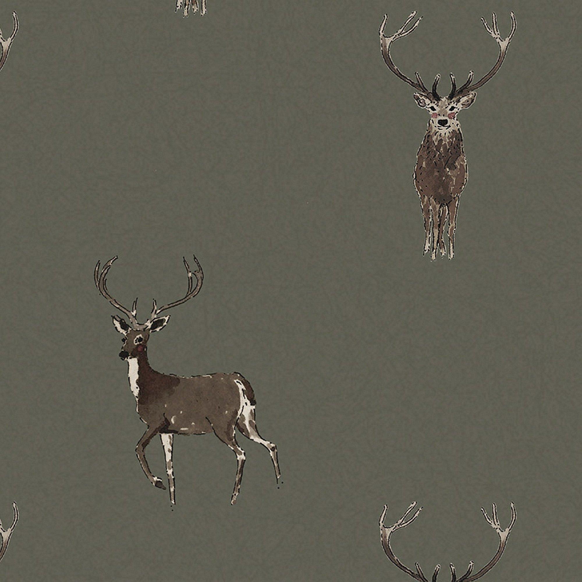 Charcoal - Sophie Allport - Highland Stag Wallpaper - 4