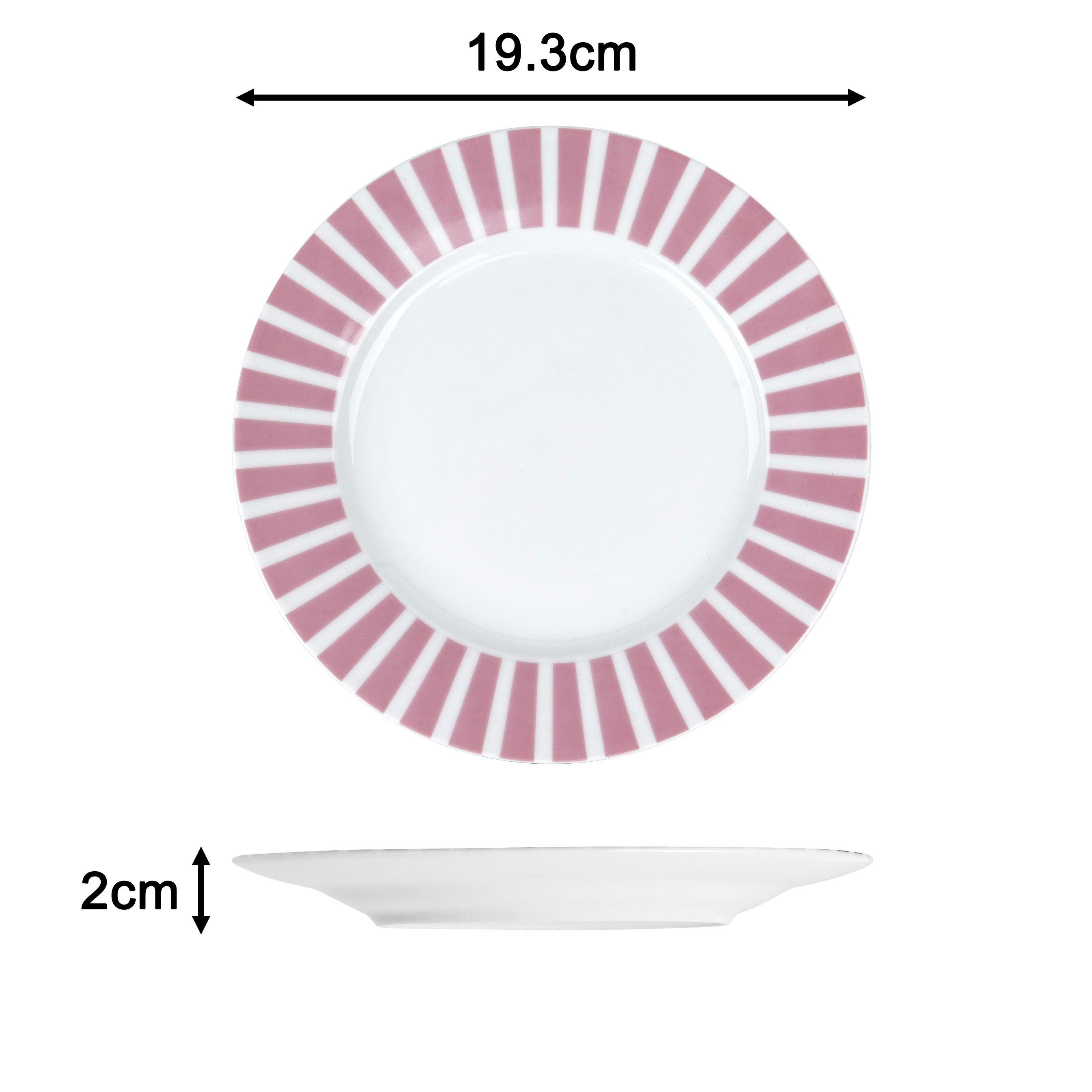 Pink - Waterside - 24pc Pink Split Stripe Dinner Set - 5