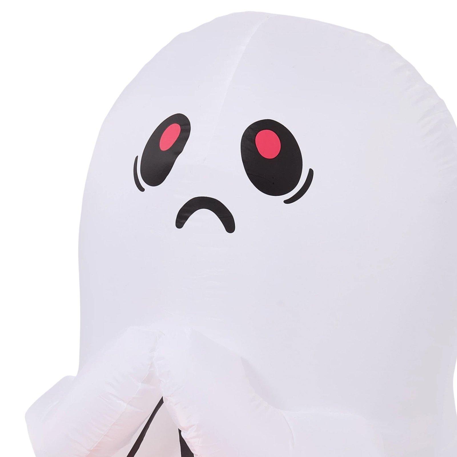 White - LIFE IDEAS - 3FT Halloween Inflatable Ghost with Pumpkin Bucket - 4