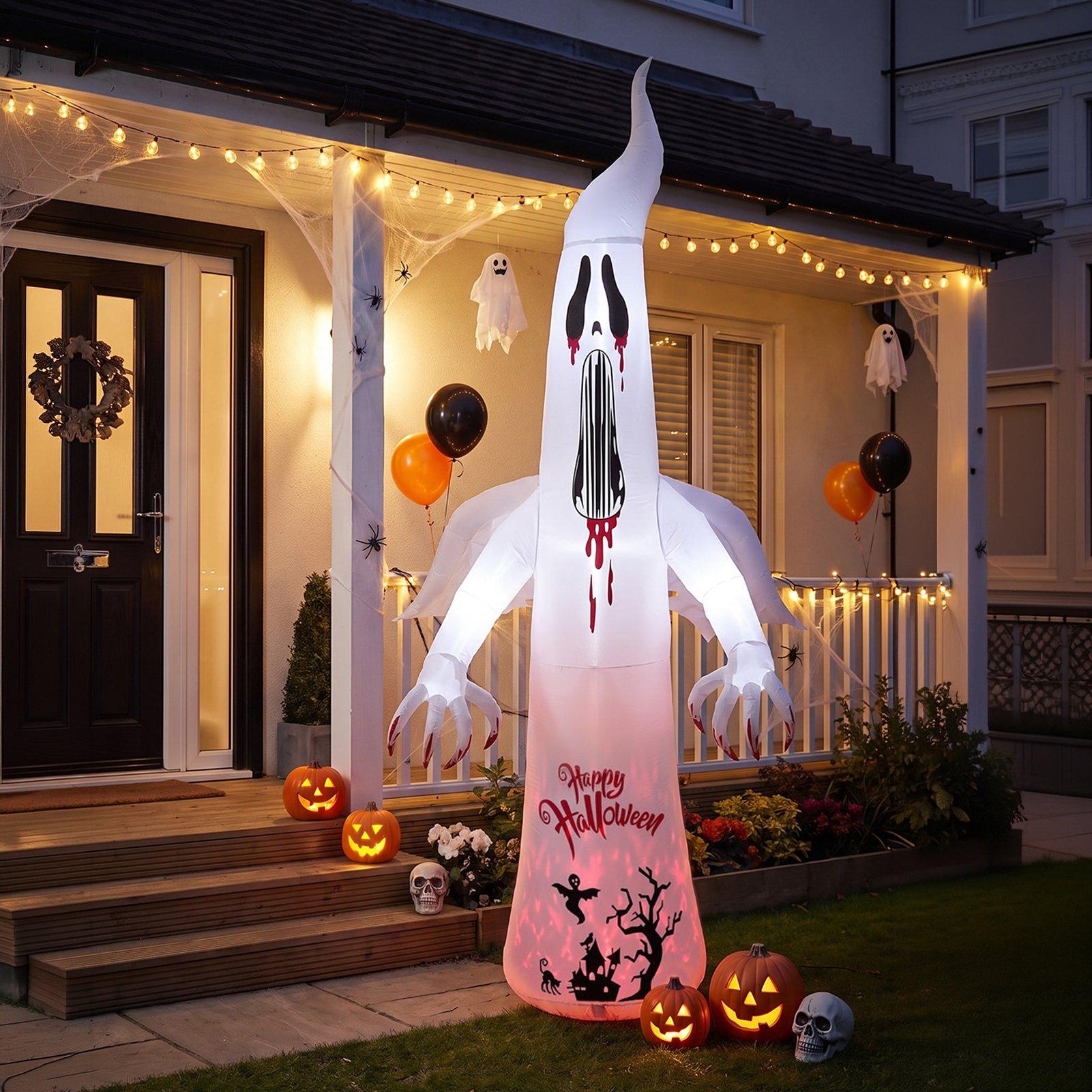 White - LIFE IDEAS - 10.2FT Halloween Inflatable Scream Ghost - 1