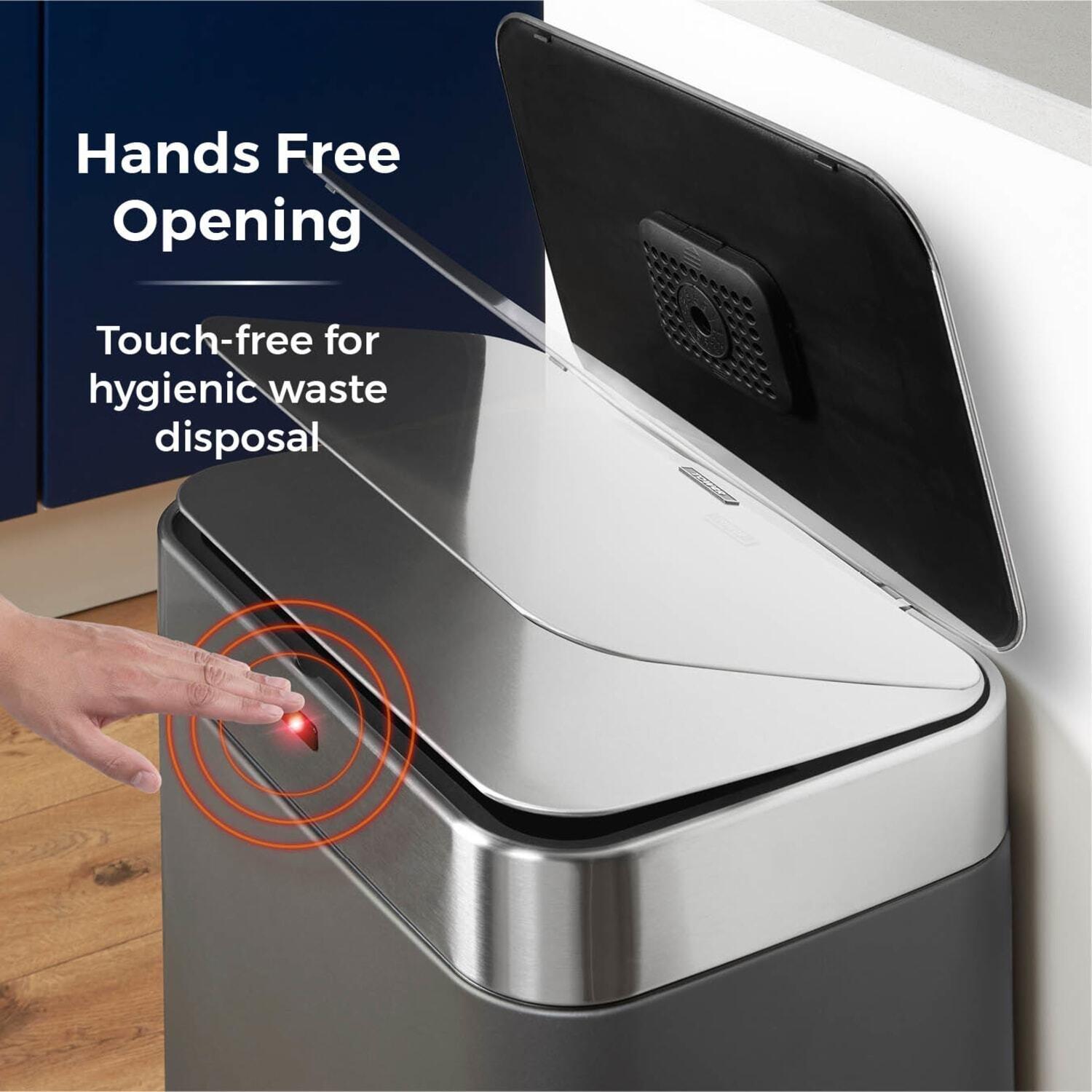 Titanium - Tower - Tower Square sensor bin with Fingerprint Proof Coat - 3